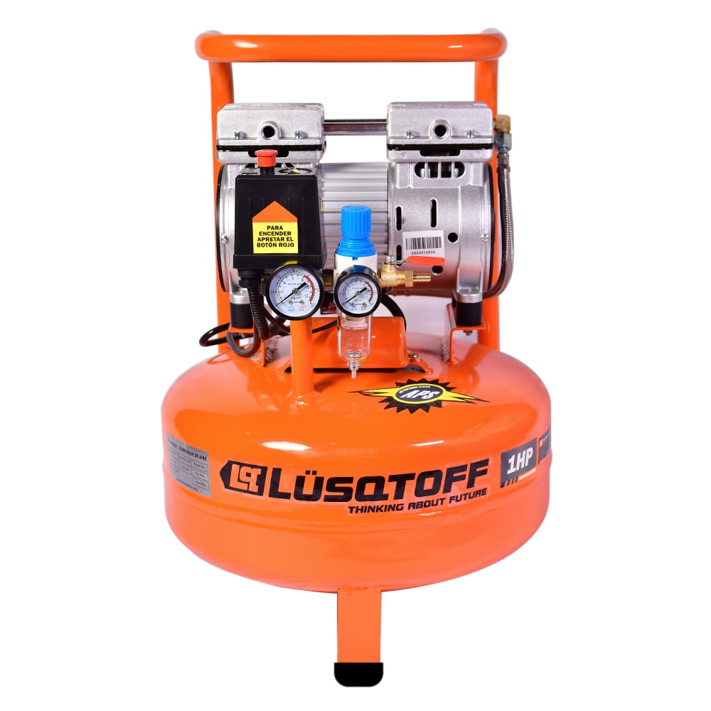 Compresor Aire Sin Aceite 24 Litros 1HP 750W 115 PSI 180 l/min Ruedas LC-0122 - Lusqtoff