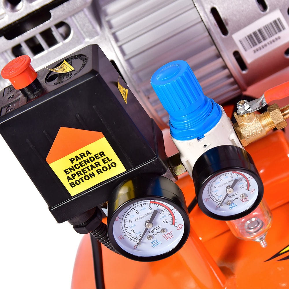Compresor Aire Sin Aceite 24 Litros 1HP 750W 115 PSI 180 l/min Ruedas LC-0122 - Lusqtoff