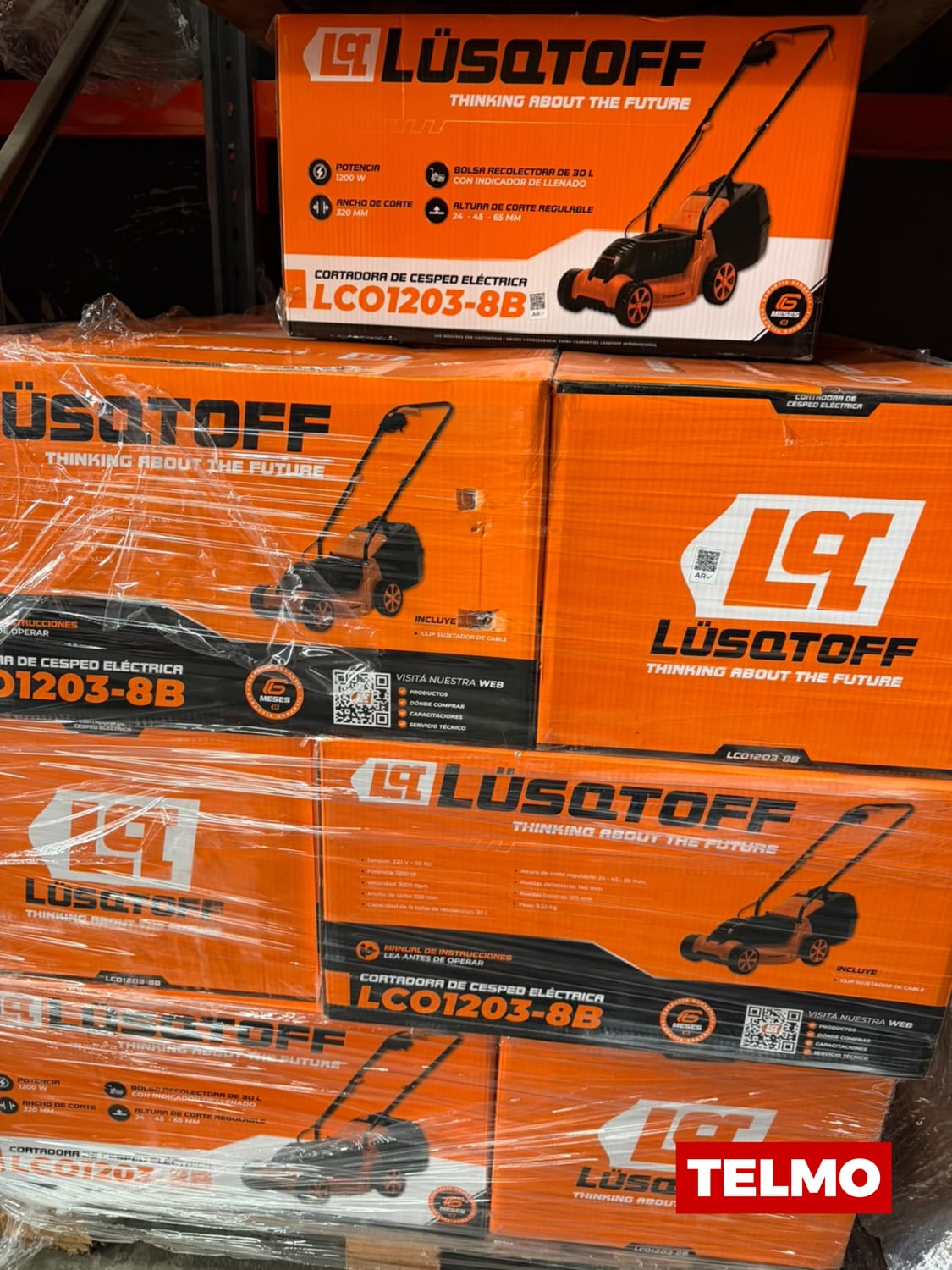 Cortadora de Césped Eléctrica 1200W Corte 32cm Bolsa 30L LCO1203-8B - Lusqtoff , foto real