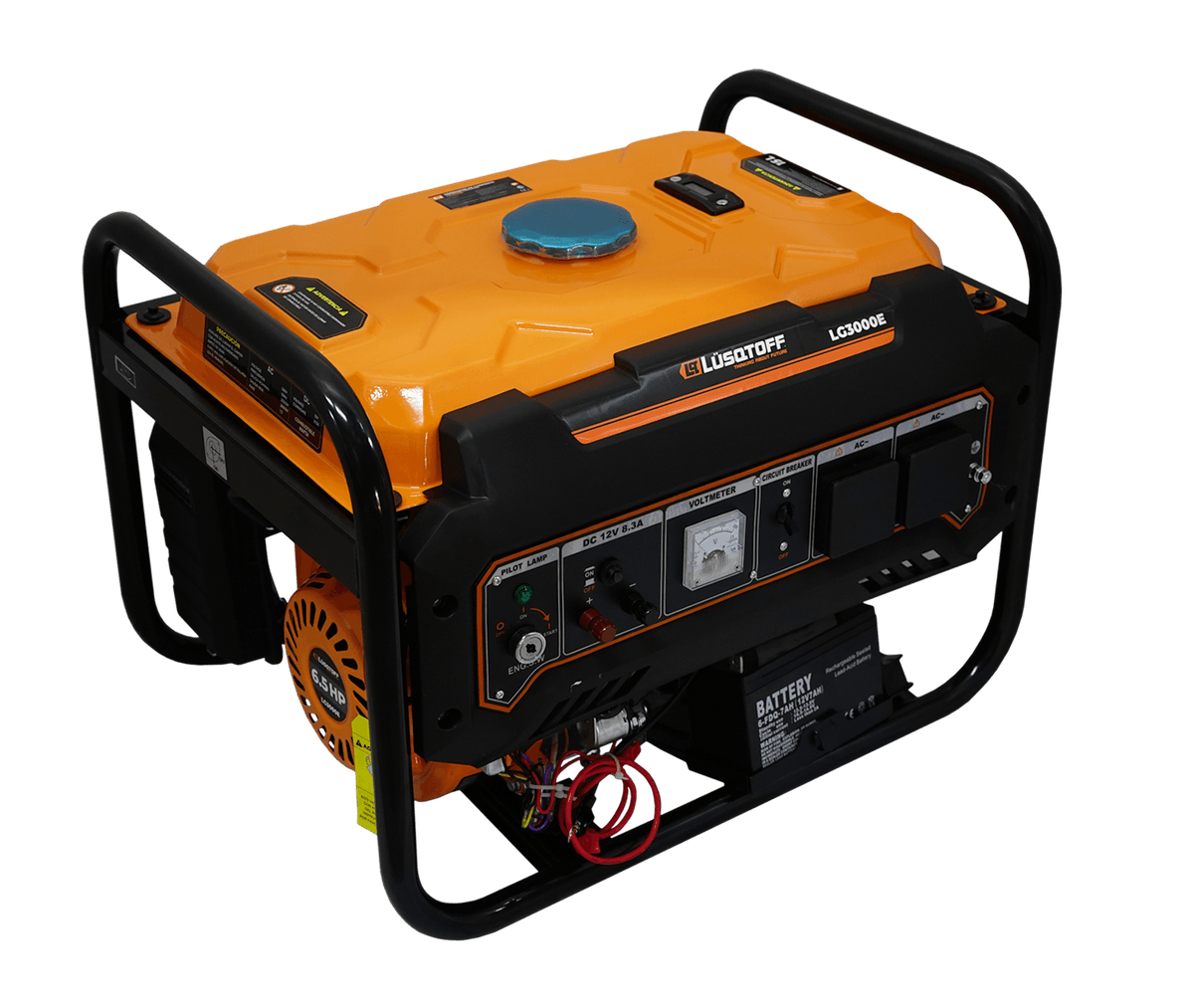 Generador Naftero 4 Tiempos 2.5 KVA Nominal 2.8 KVA Máxima 196cc 6.5HP Arranque Eléctrico Tanque 15L LG3000E - Lusqtoff