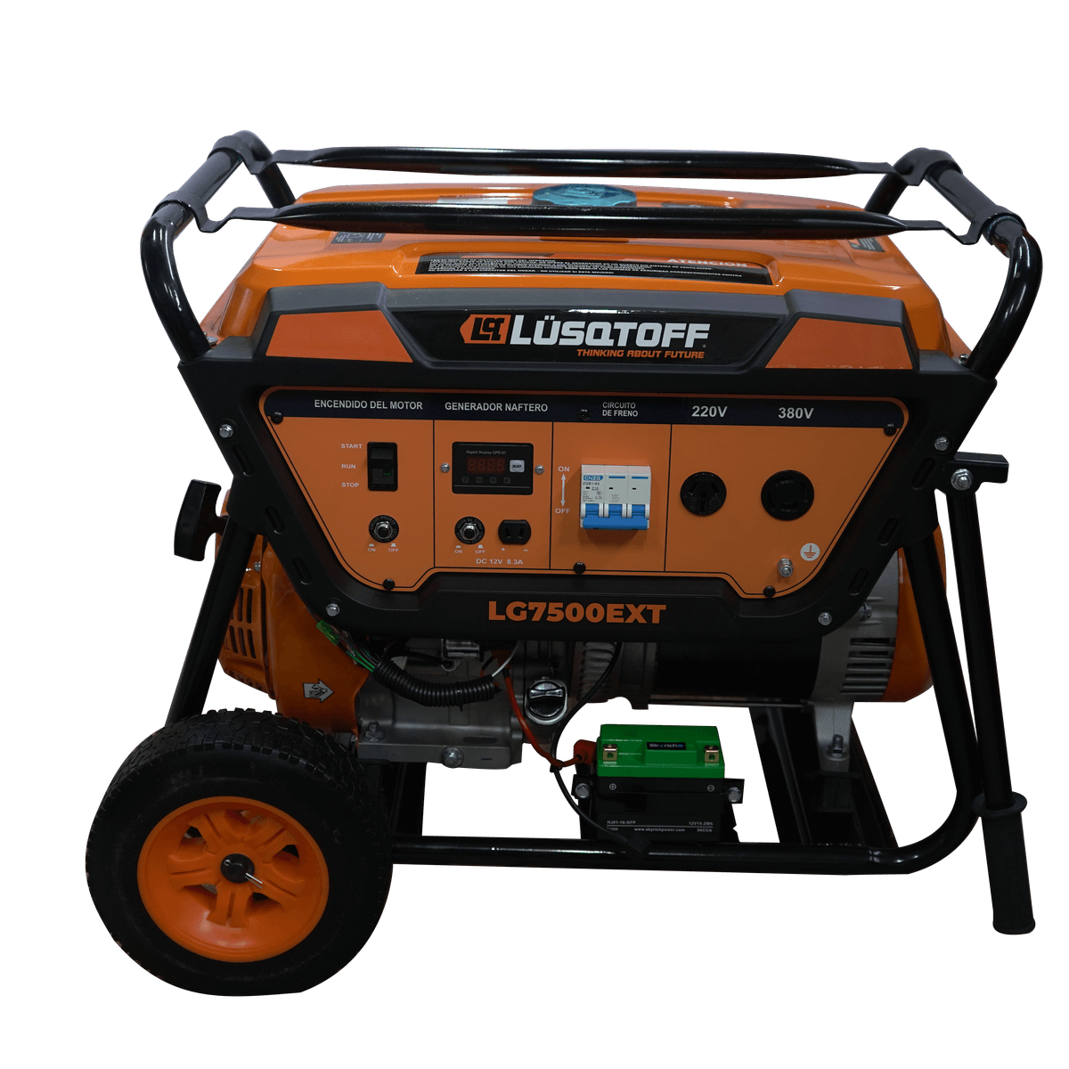 Generador Naftero Trifásico 4 Tiempos 6500W Máxima 380V 15HP Arranque Eléctrico Tanque 25L + Enchufes 380V 220V LG7500EXT - Lusqtoff