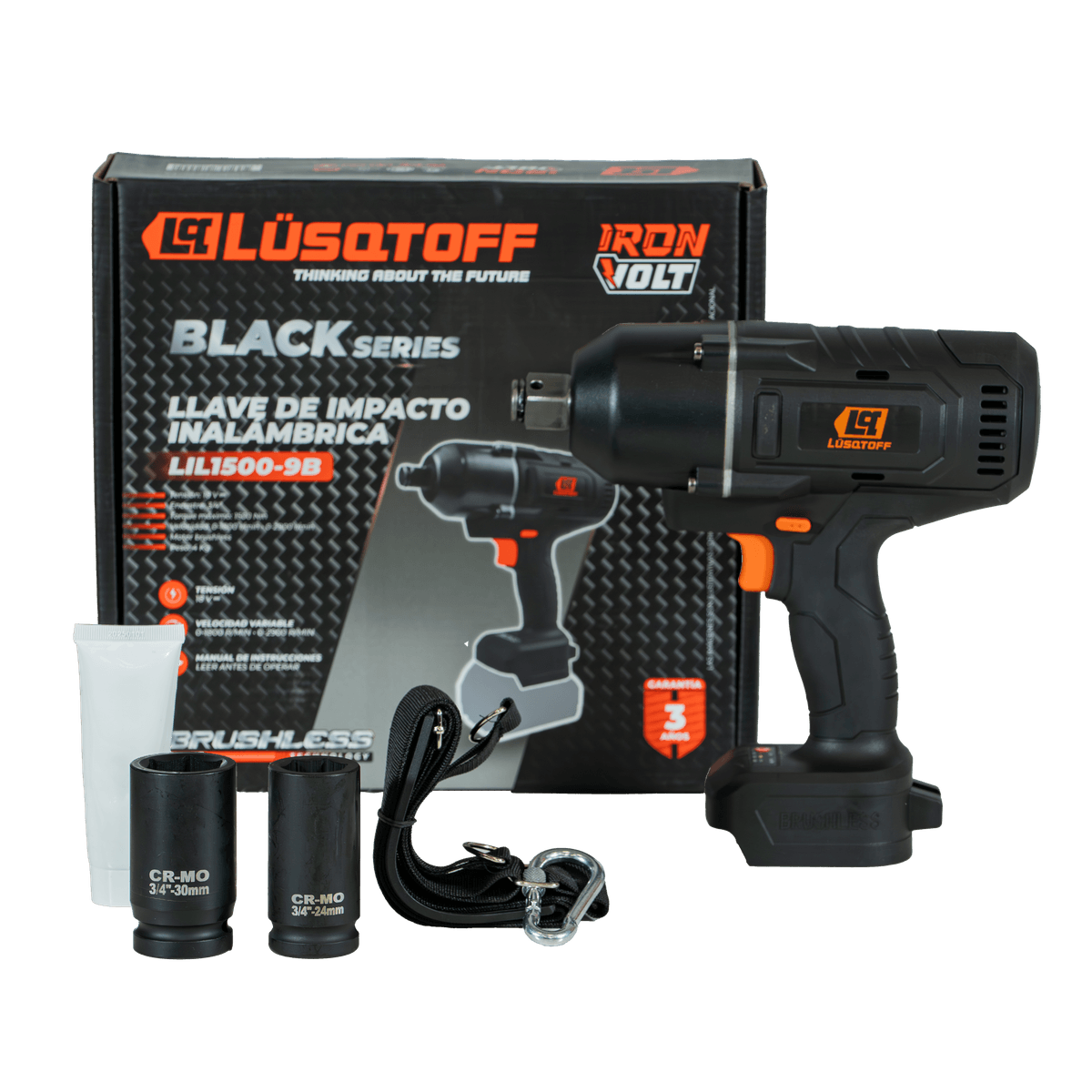 Llave de Impacto A Batería 3/4" Brushless 1500Nm 18V LIL1500-9B - Lusqtoff