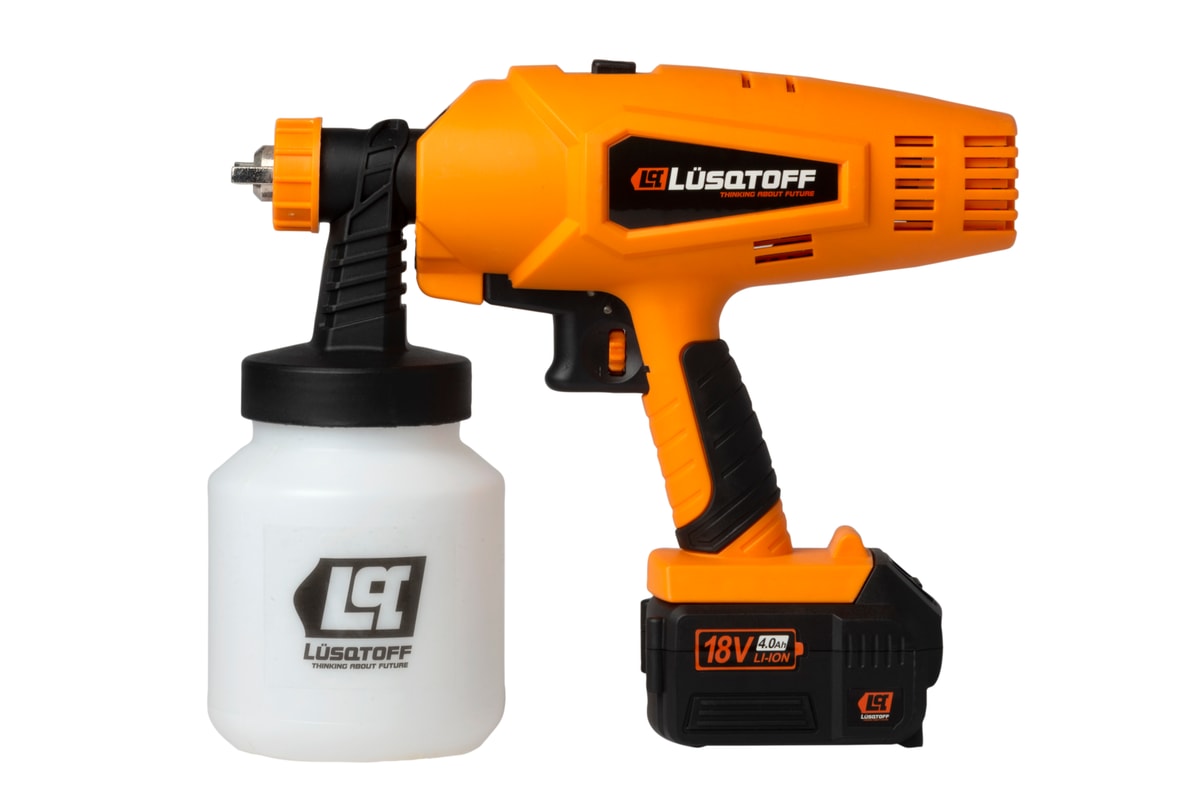 Pistola Pintar a Batería 18V Depósito 0,9L Boquilla 1,8mm + Batería y Cargador LL-32 - Lusqtoff
