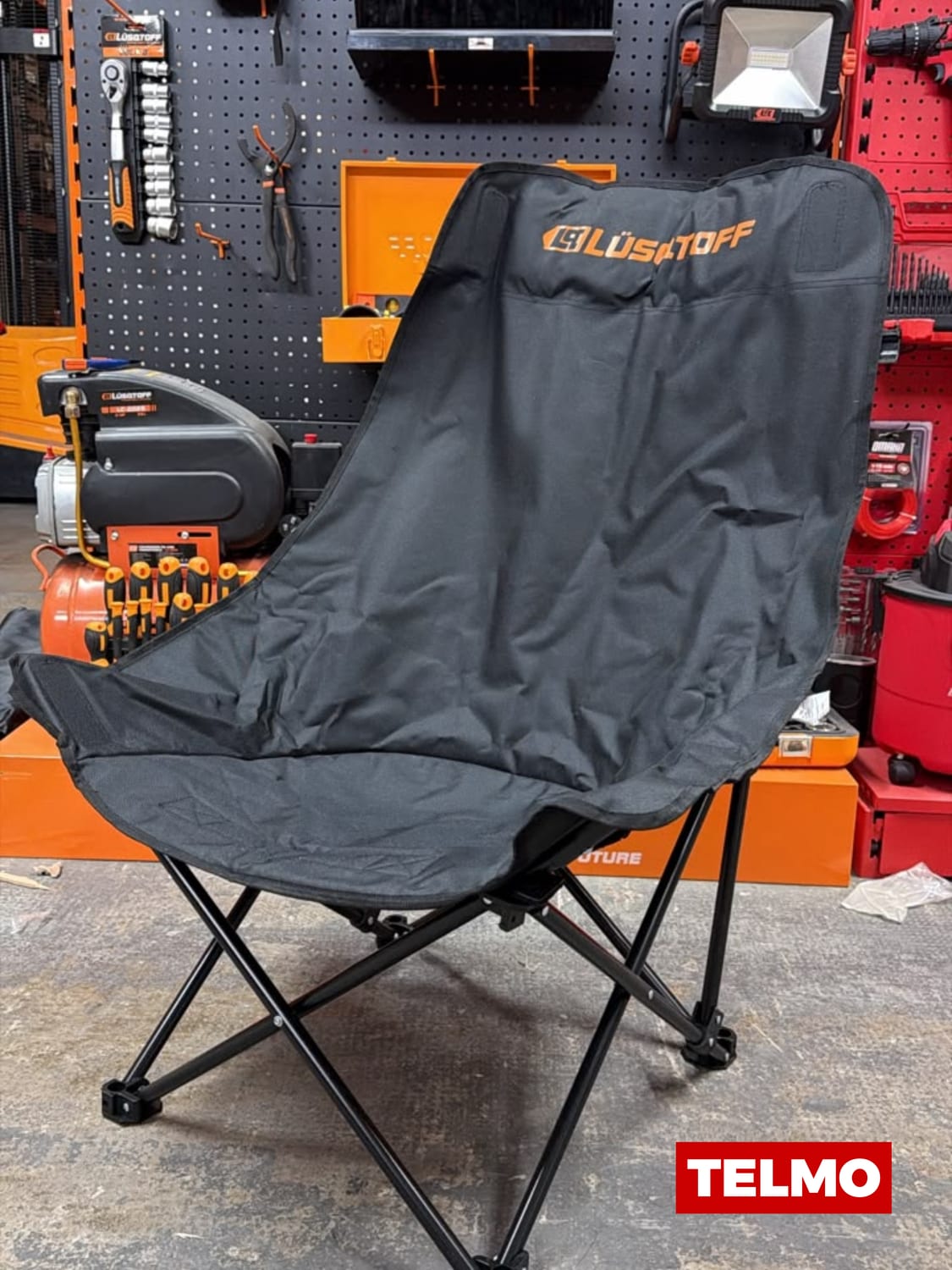 Silla Camping Plegable Moon Acero Oxford 600D 130kg Negra LOD017 - Lusqtoff, foto real