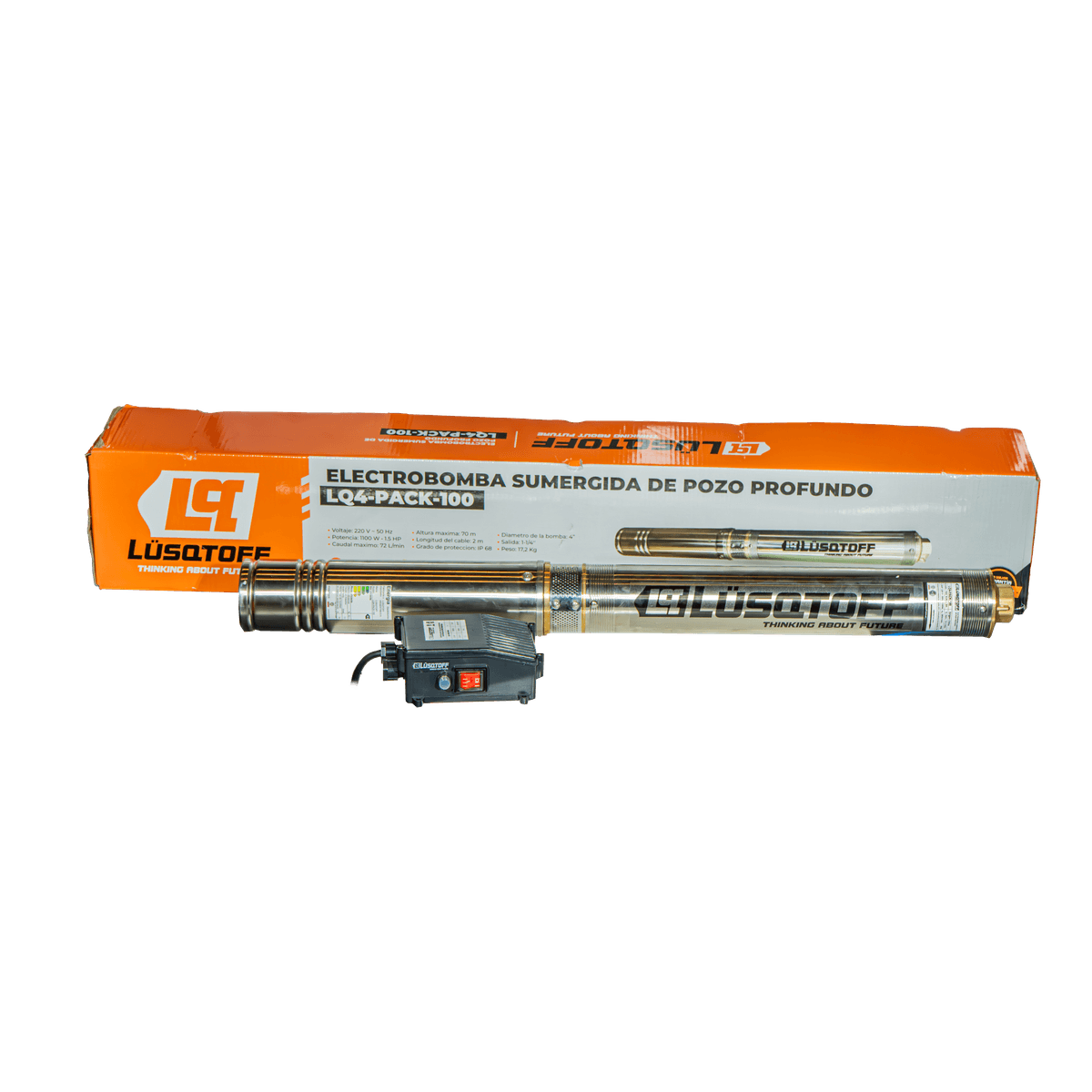 Electrobomba Sumergible Pozo Profundo 1.5HP 4" LQ4-PACK-100 - Lusqtoff