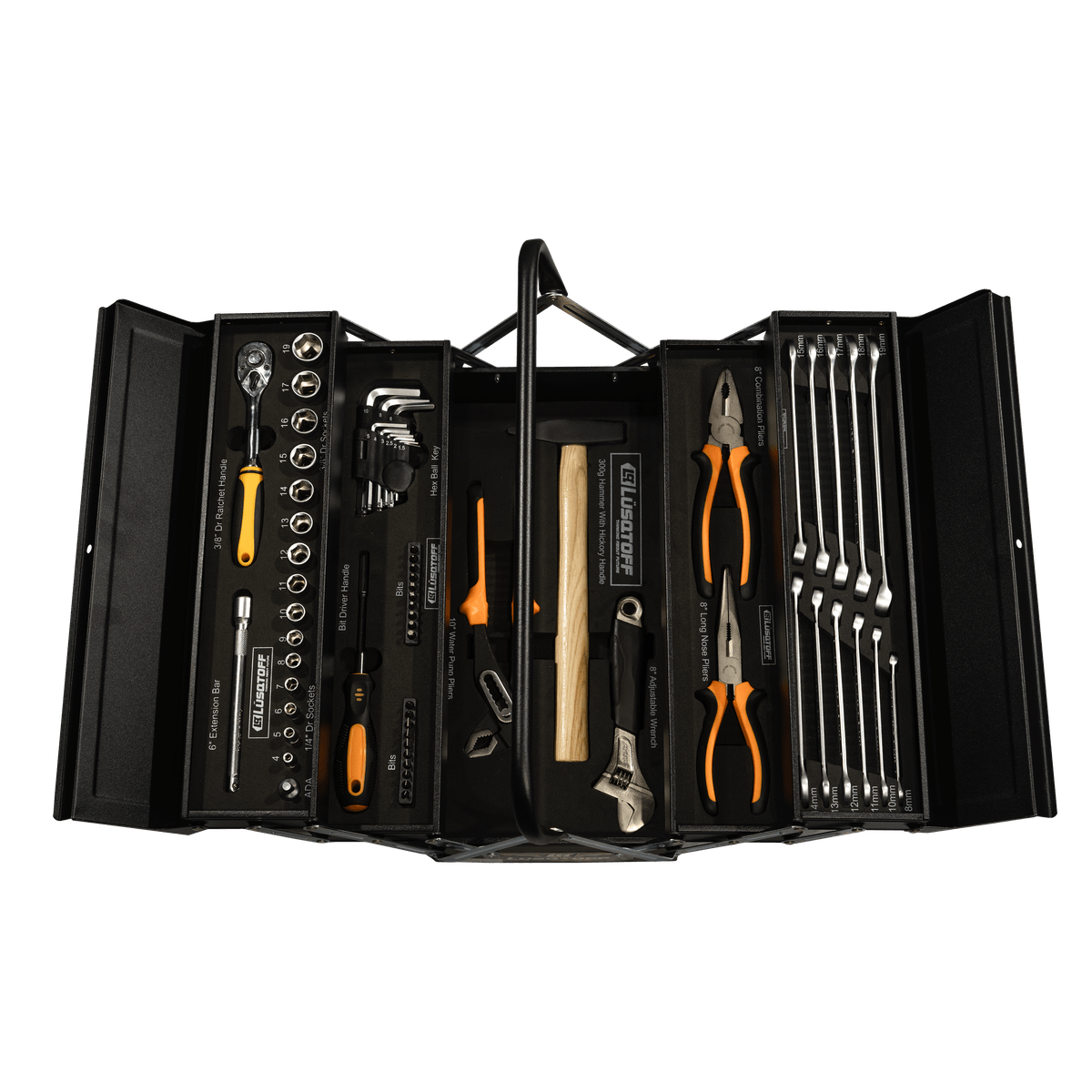Caja Herramientas Plegable Aluminio 64pzs LQCP125 - Lusqtoff