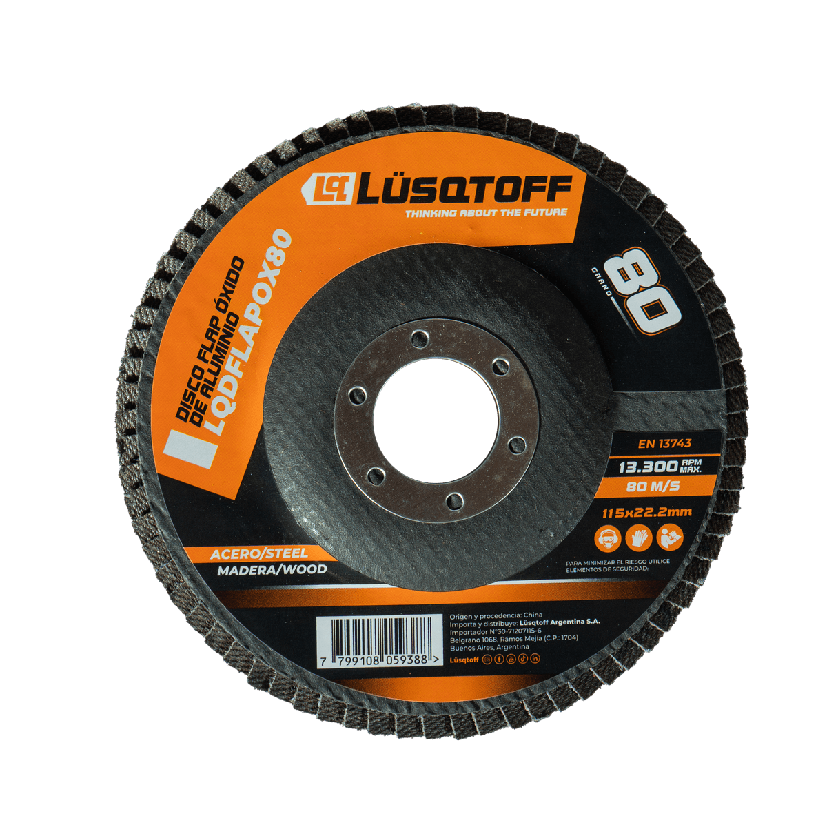 DISCO FLAP OXIDO DE ALUMINIO GRANO 80