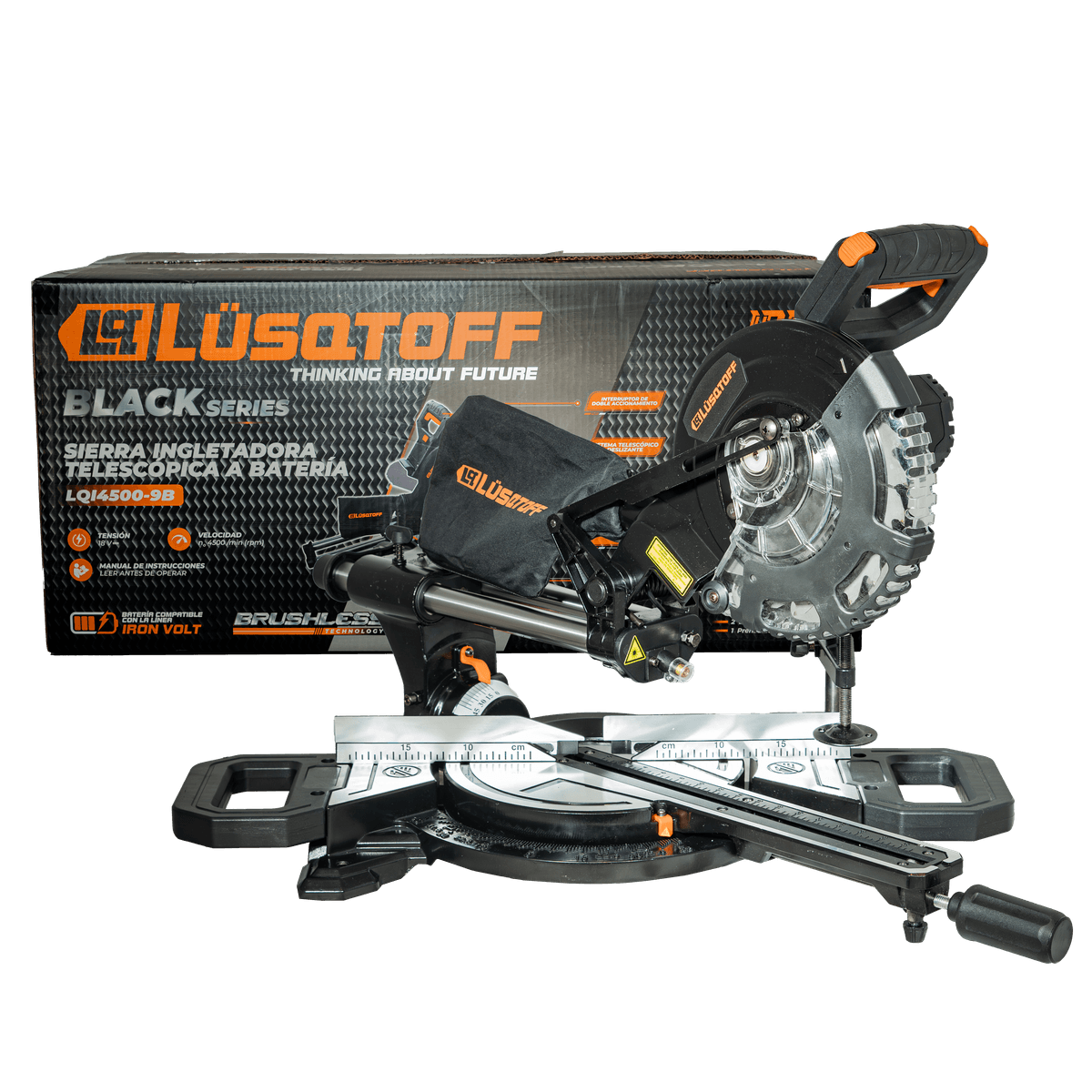 Sierra Ingletadora Telescópica A Batería 18V Brushless 210mm Láser LQI4500-9B - Lusqtoff
