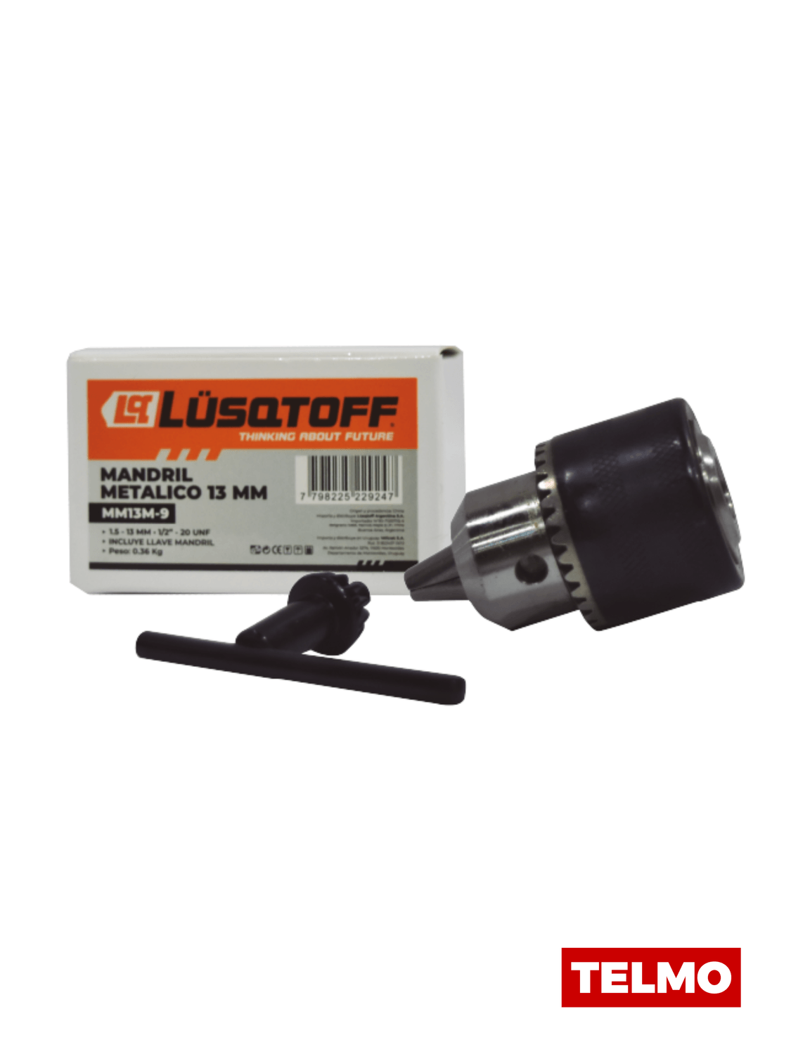 Mandril Metálico 13mm Tipo Llave MM13M-9 - Lusqtoff, foto real