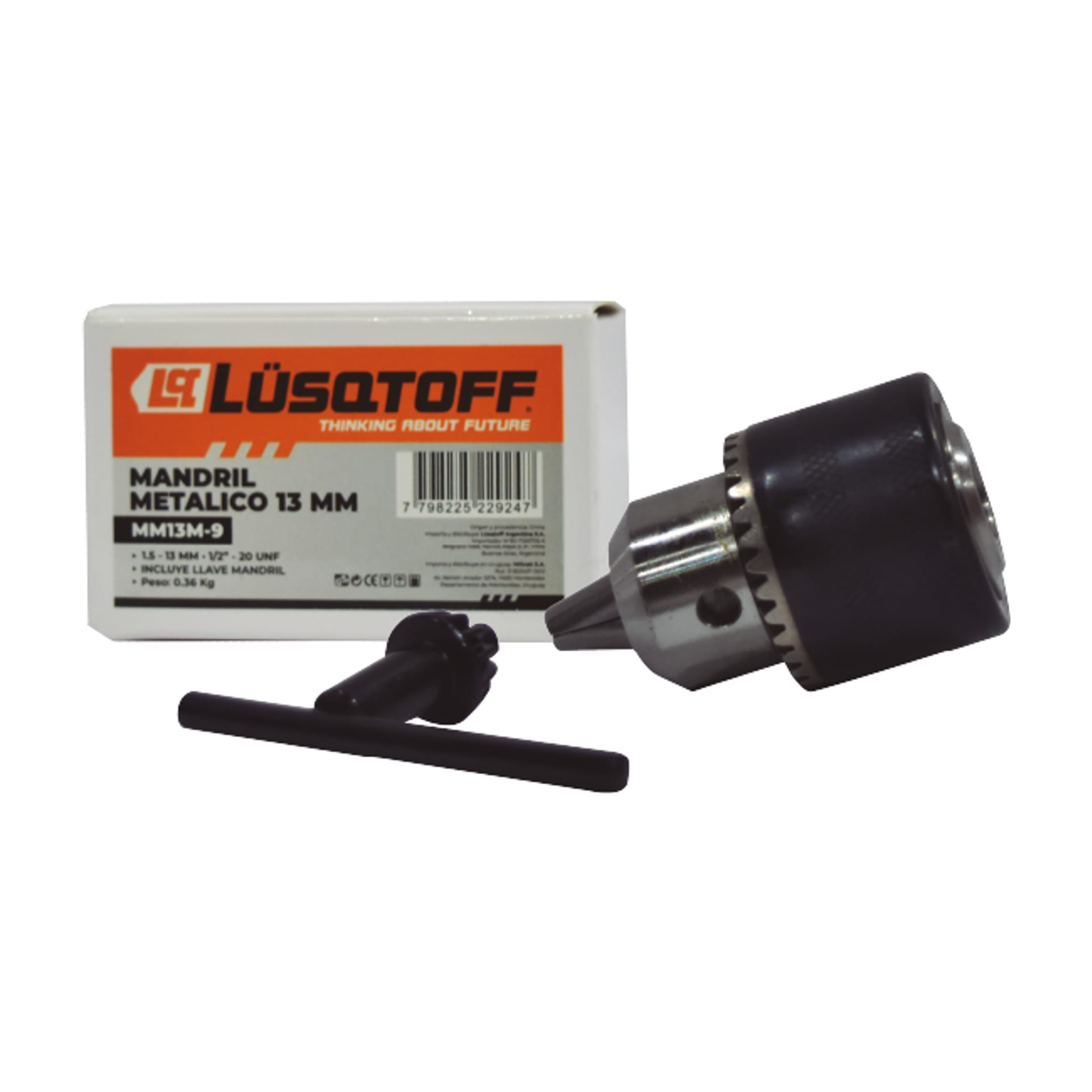 Mandril Metálico 13mm Con Llave MM13M-9 - Lusqtoff