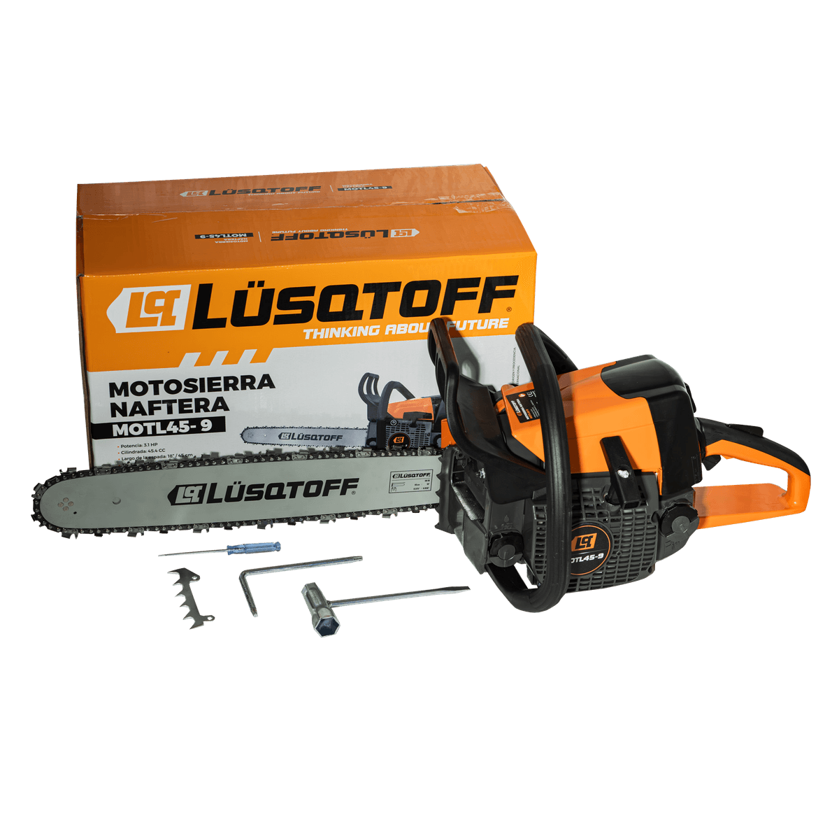 Motosierra Naftera 45.4cc 3.1HP Espada 18" Cadena .325" MOTL45-9 - Lusqtoff