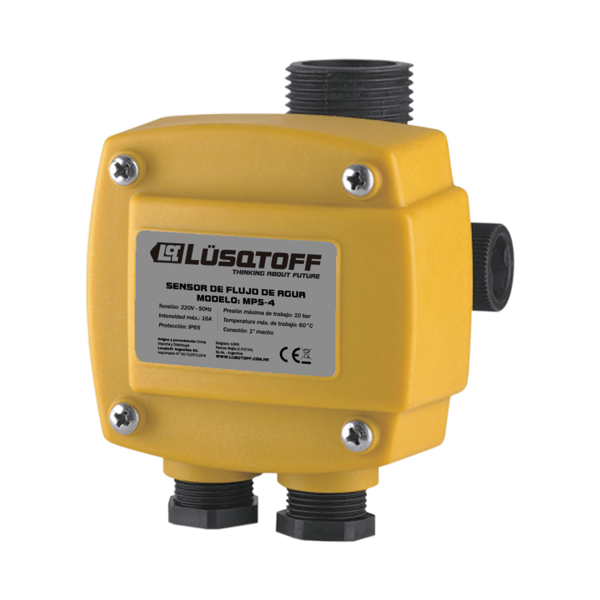 Sensor Flujo Agua 16A 10bar Conexión 1" IP65 MPS-4 - Lusqtoff