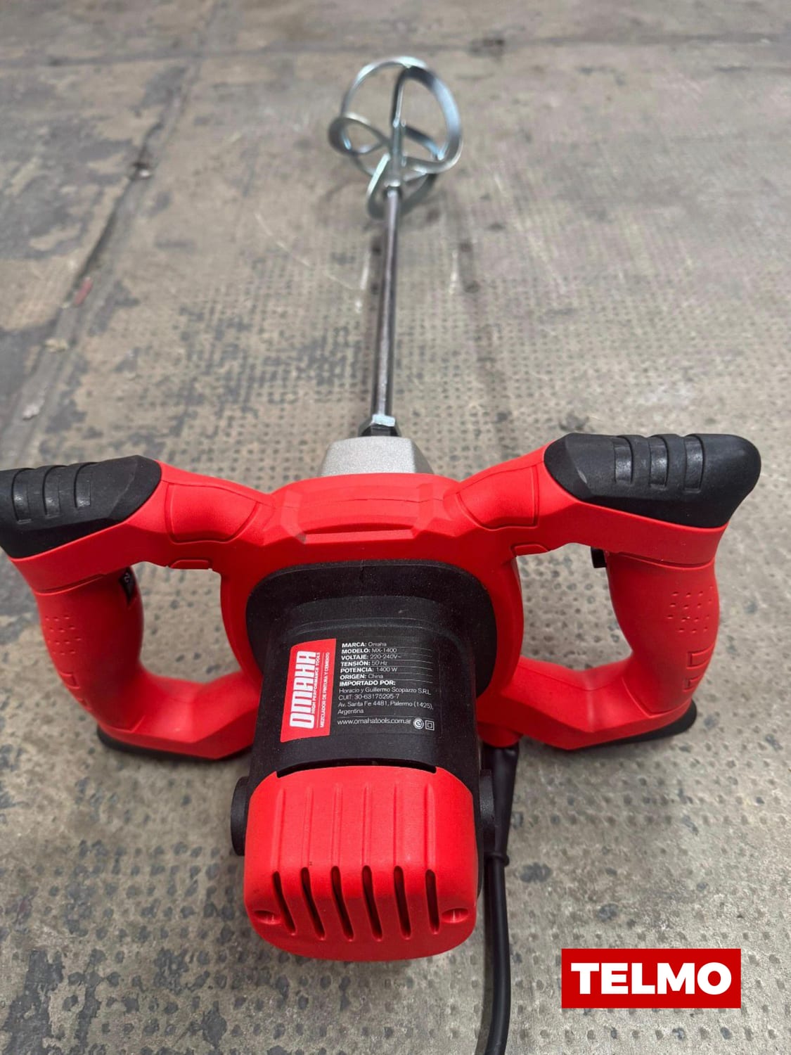 Mezclador Pintura Cemento 1400W 300-950 RPM 6 Velocidades M14 + Batidor 120mm MX-1400 - Omaha , foto real