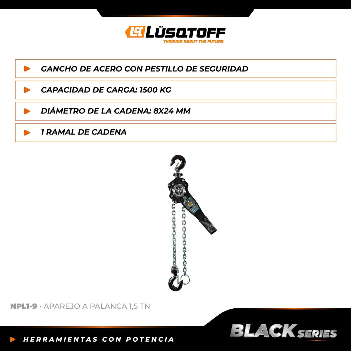 Aparejo A Palanca 1,5TN NPL1-9 - Lusqtoff