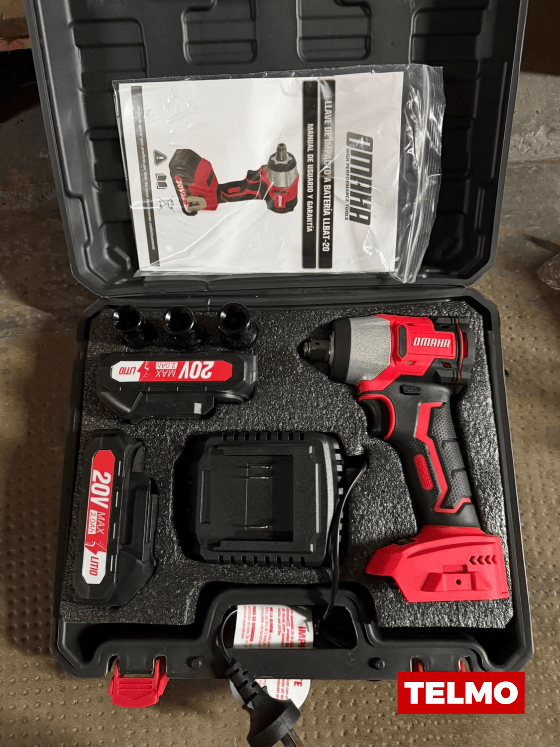 Llave de Impacto Brushless 20V 350Nm 1/2" + Cargador + 3 Bocallaves LLB-20K - Omaha, foto real