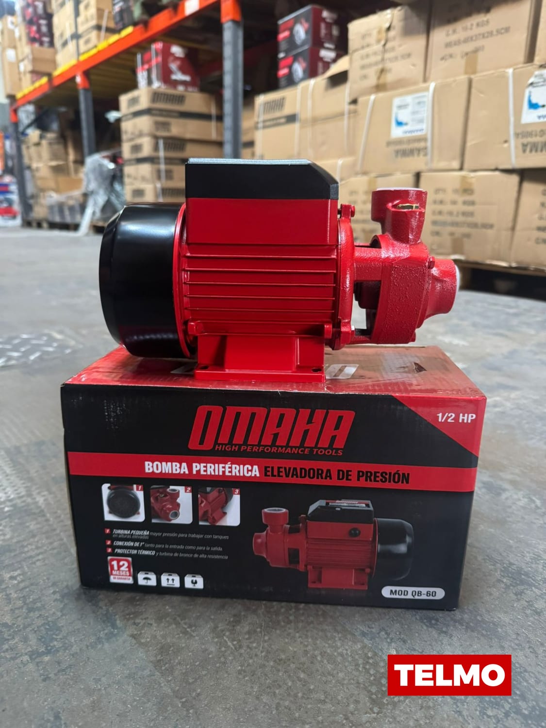 Bomba Periférica Elevadora 1/2 HP 370W 32m 35 L/min 1" QB-60 - Omaha, foto real