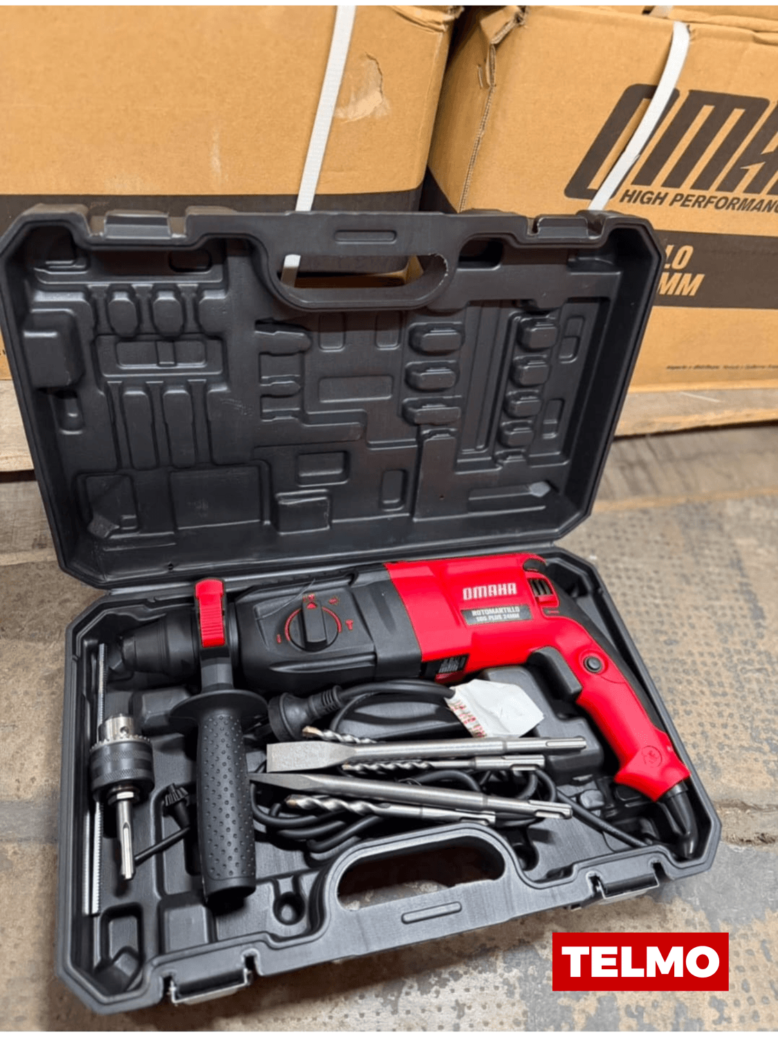 Rotomartillo SDS Plus 800W 3J 24mm + Accesorios + Maletín RM-24PLUS - Omaha, foto real