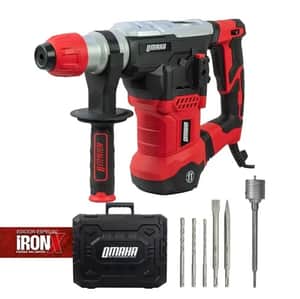 Rotomartillo SDS Plus 1500W 6J 32mm + 2 Cinceles Autoafilables + 3 Mechas 4 Filos IronX + Maletín RM-32PLUS SPECIAL - Omaha