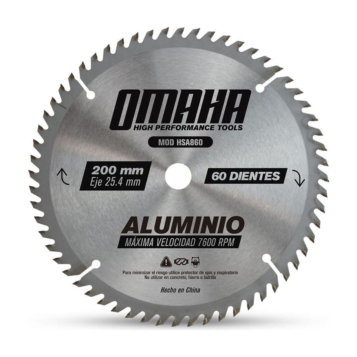 Hoja Sierra Circular Aluminio 200mm 60 Dientes HSA860 - Omaha