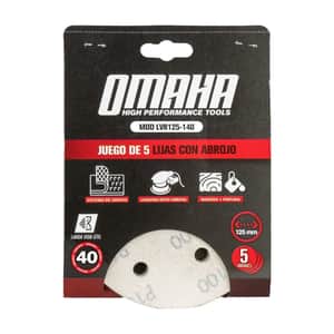 Lija Circular Abrojo 125mm Grano 40 5 Unidades LVR125-140 - Omaha