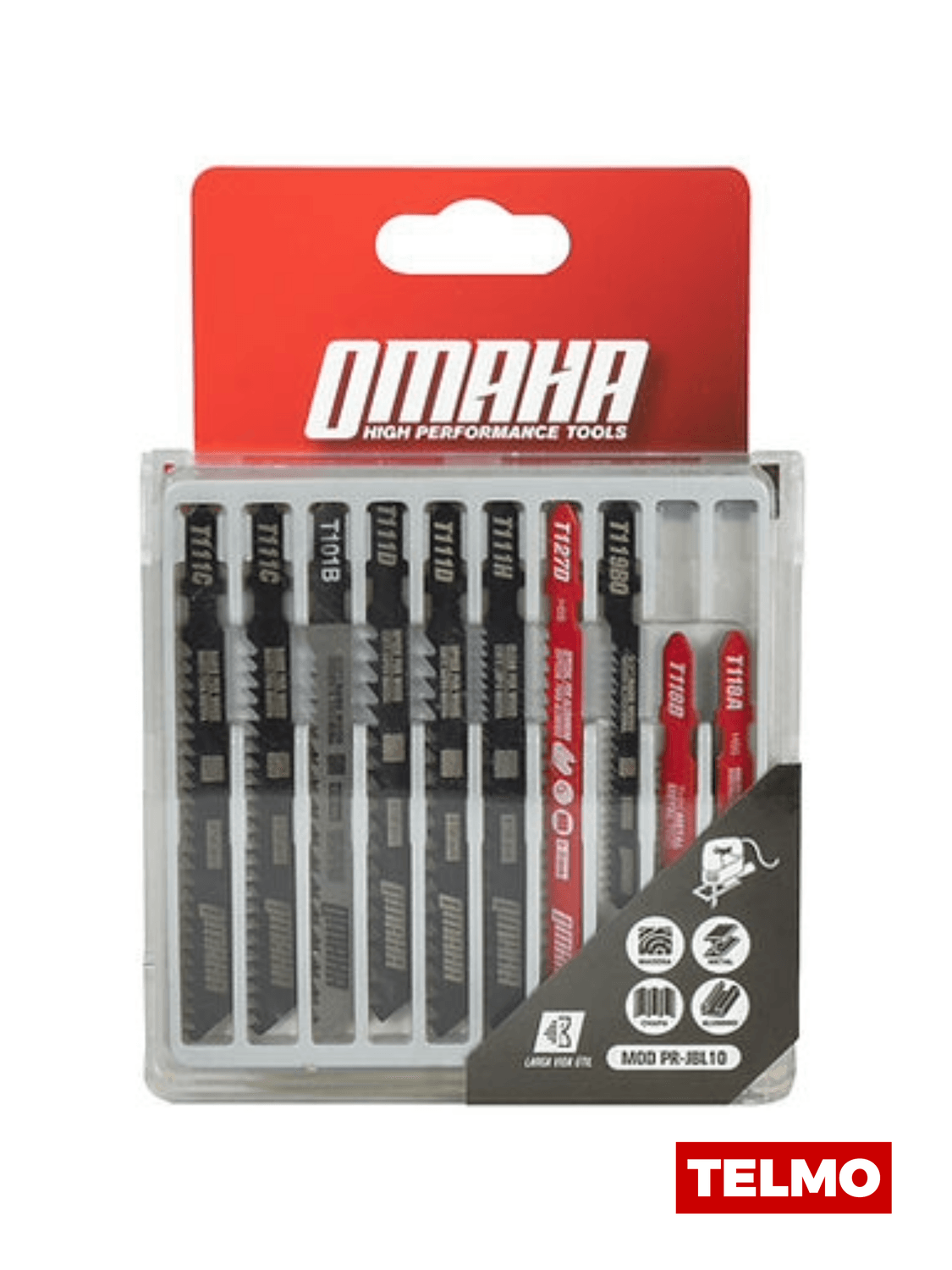 Set Hojas Sierra Caladora Encastre T Madera Metal Plástico Aluminio 10 Piezas PR-JBL10 - Omaha