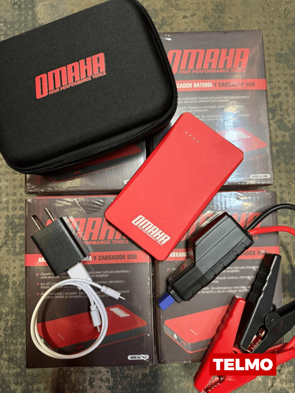 Arrancador Batería Cargador USB 12V 150A Pico 300A 19.8Wh + Pinzas AJ-300 - Omaha