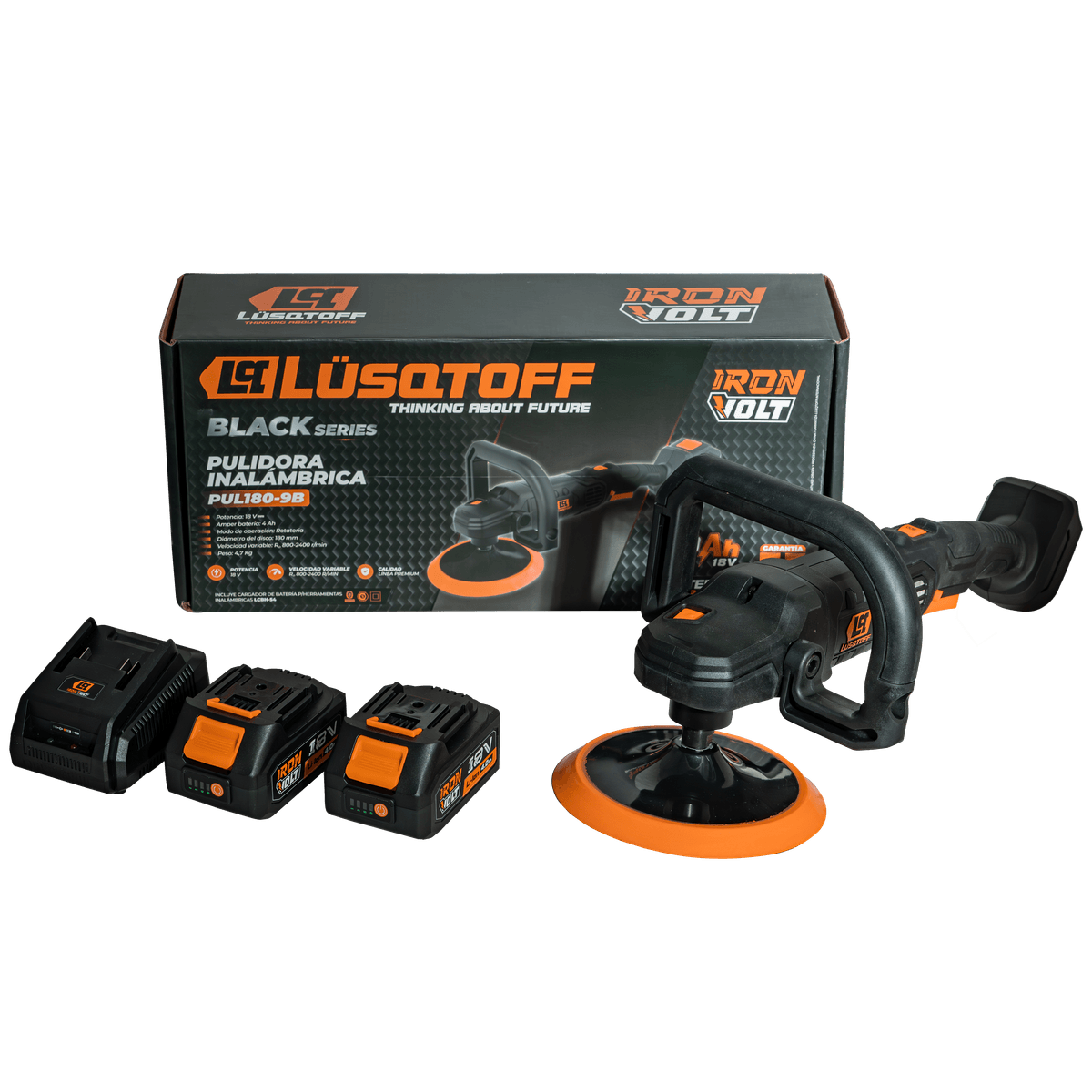 Pulidora A Batería 18V 180mm Brushless PUL180-9B - Lusqtoff
