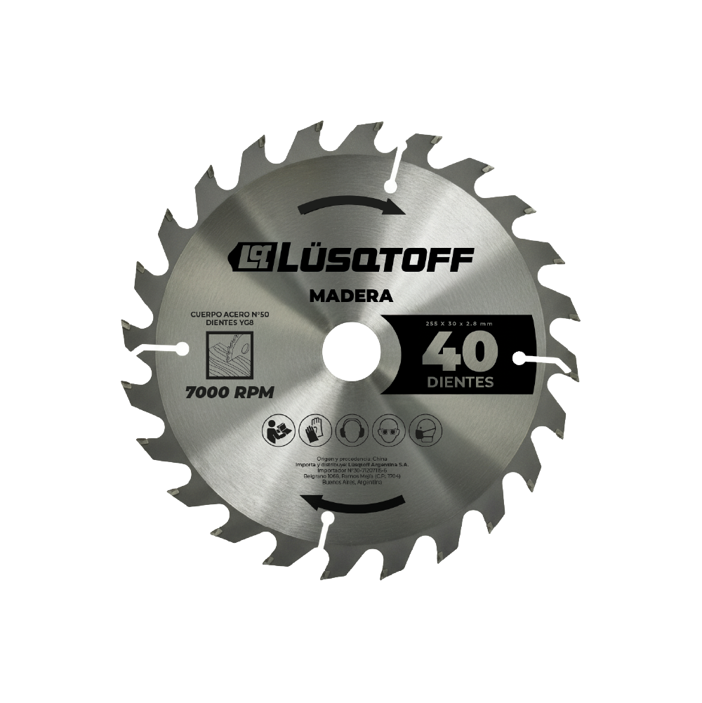 Disco Corte Madera 255x30x2,8mm 40T SML2000B-9 - Lusqtoff