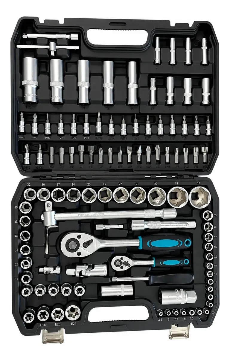 Set Tubos Bocallaves Herramientas 1/4" 1/2" + Maletín 108 Piezas SHL108-7 - Garden Plus