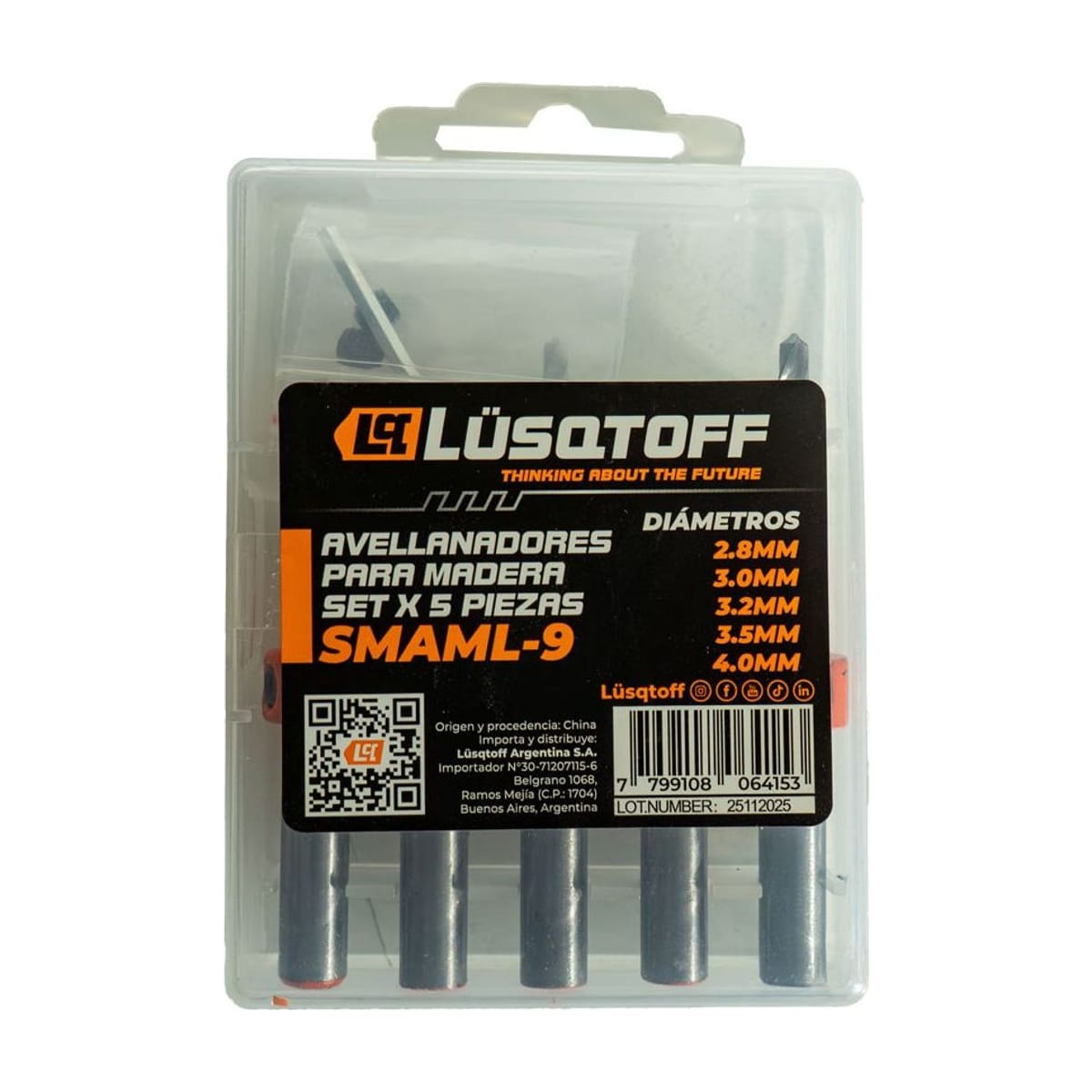 Set de Mechas Avellanadoras para Madera SMAML-9 - Lusqtoff