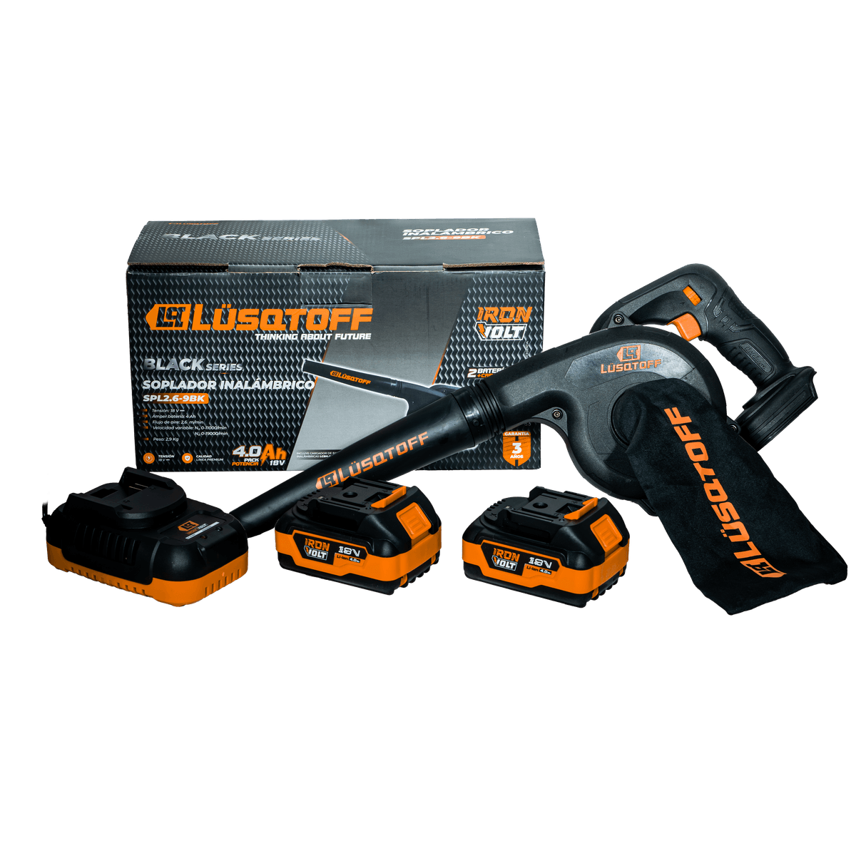 Soplador Aspirador A Batería 18V 2.6m³/min SPL2.6-9BK - Lusqtoff