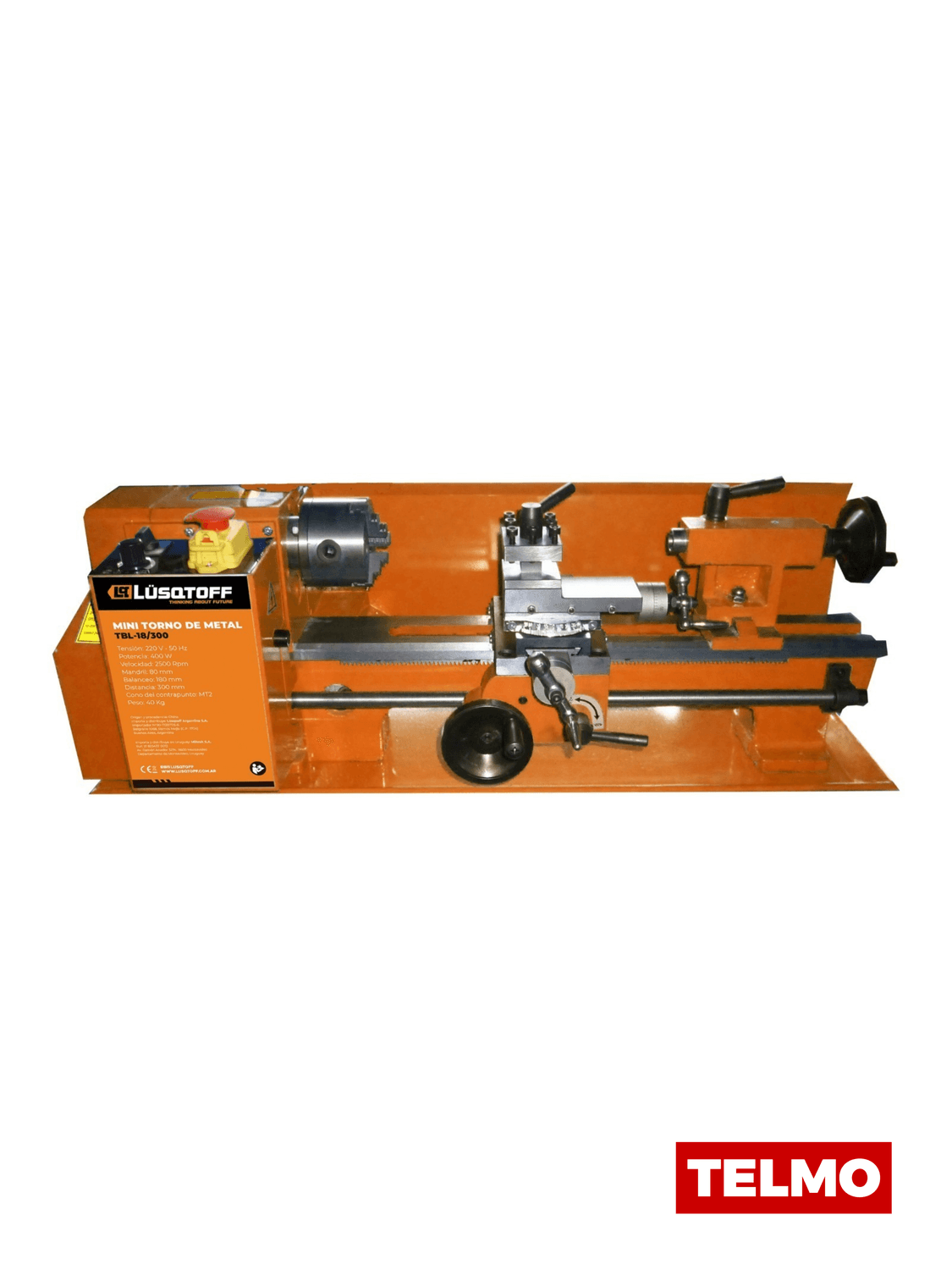 Mini Torno Metal 400W Volteo 180mm Entre Puntos 300mm TBL-18300 - Lusqtoff