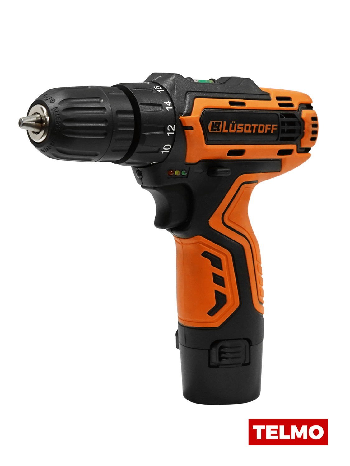 Taladro Atornillador 12V 23Nm 10mm + 2 Baterías 1.5Ah + Cargador + Accesorios + Maletín TIL23-8KB - Lusqtoff, foto real