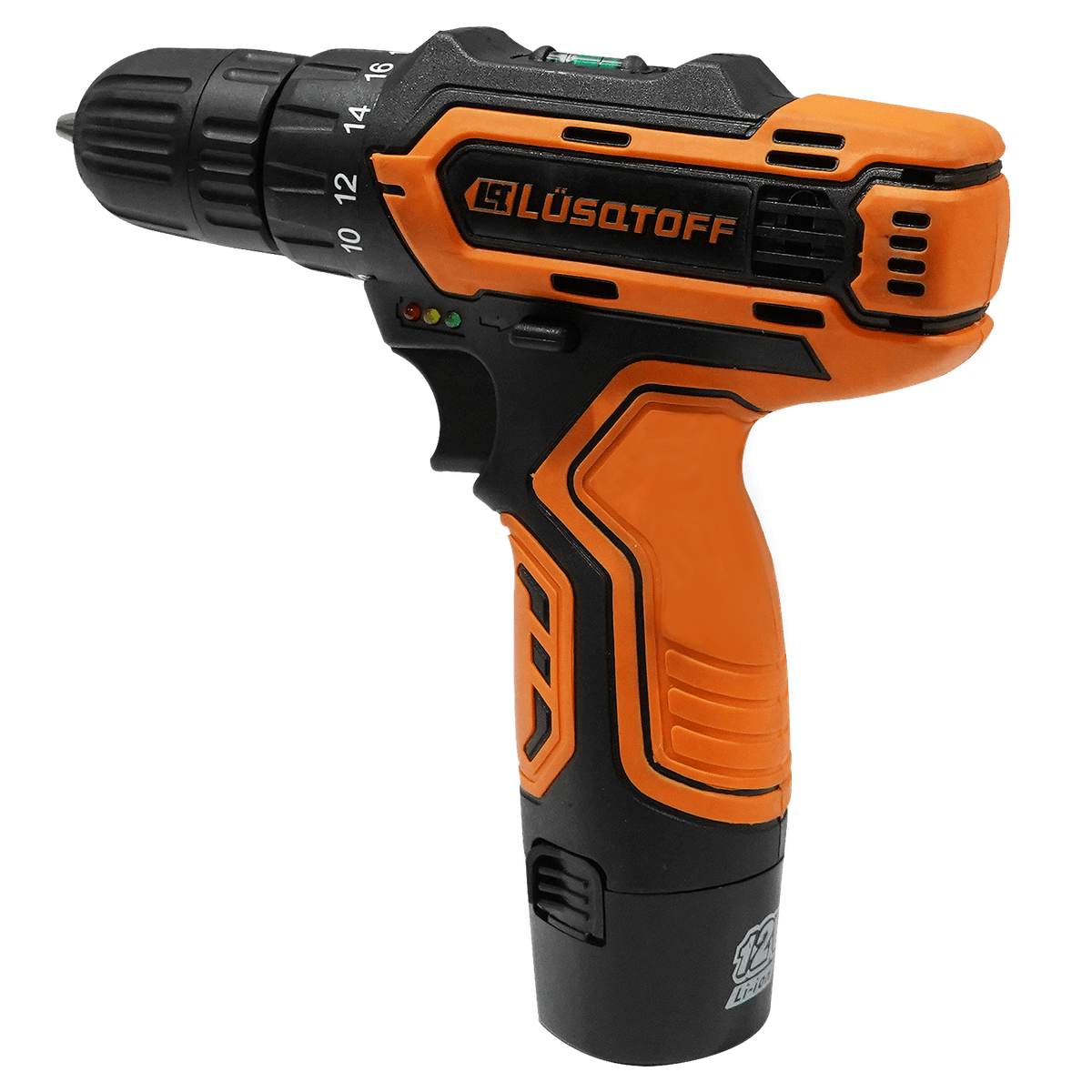 Taladro Atornillador 12V 23Nm 10mm + 2 Baterías 1.5Ah + Cargador + Accesorios + Maletín TIL23-8KB - Lusqtoff