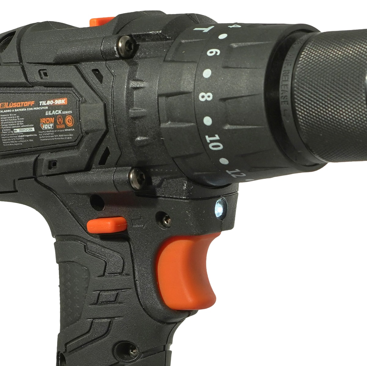 Kit Taladro Percutor a Batería 18V 13mm Brushless 60Nm + 2 Baterías + Maletín TIL80-9BK - Lusqtoff