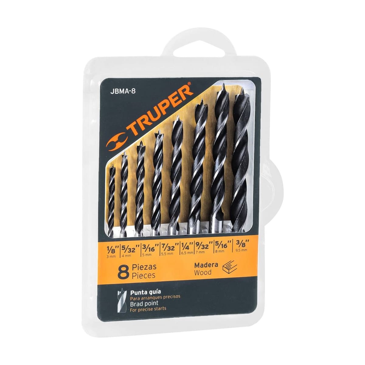 Juego 8 Mechas para Madera Zanco Redondo JBMA-8 - Truper