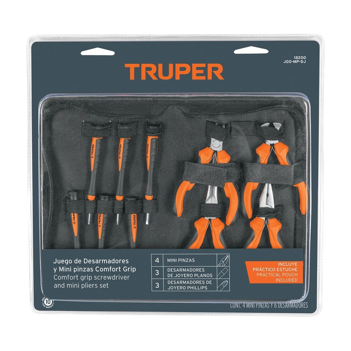 Juego de Destornilladores de Joyero y Mini Pinzas 10 Piezas JGO-MP-DJ - Truper