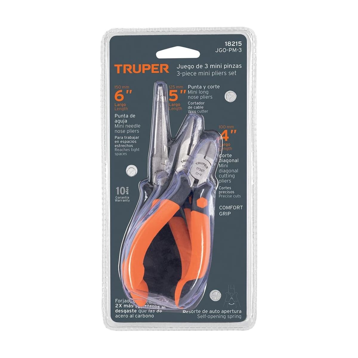Juego de Mini Pinzas 3 Piezas Comfort Grip JGO-PM-3 - Truper