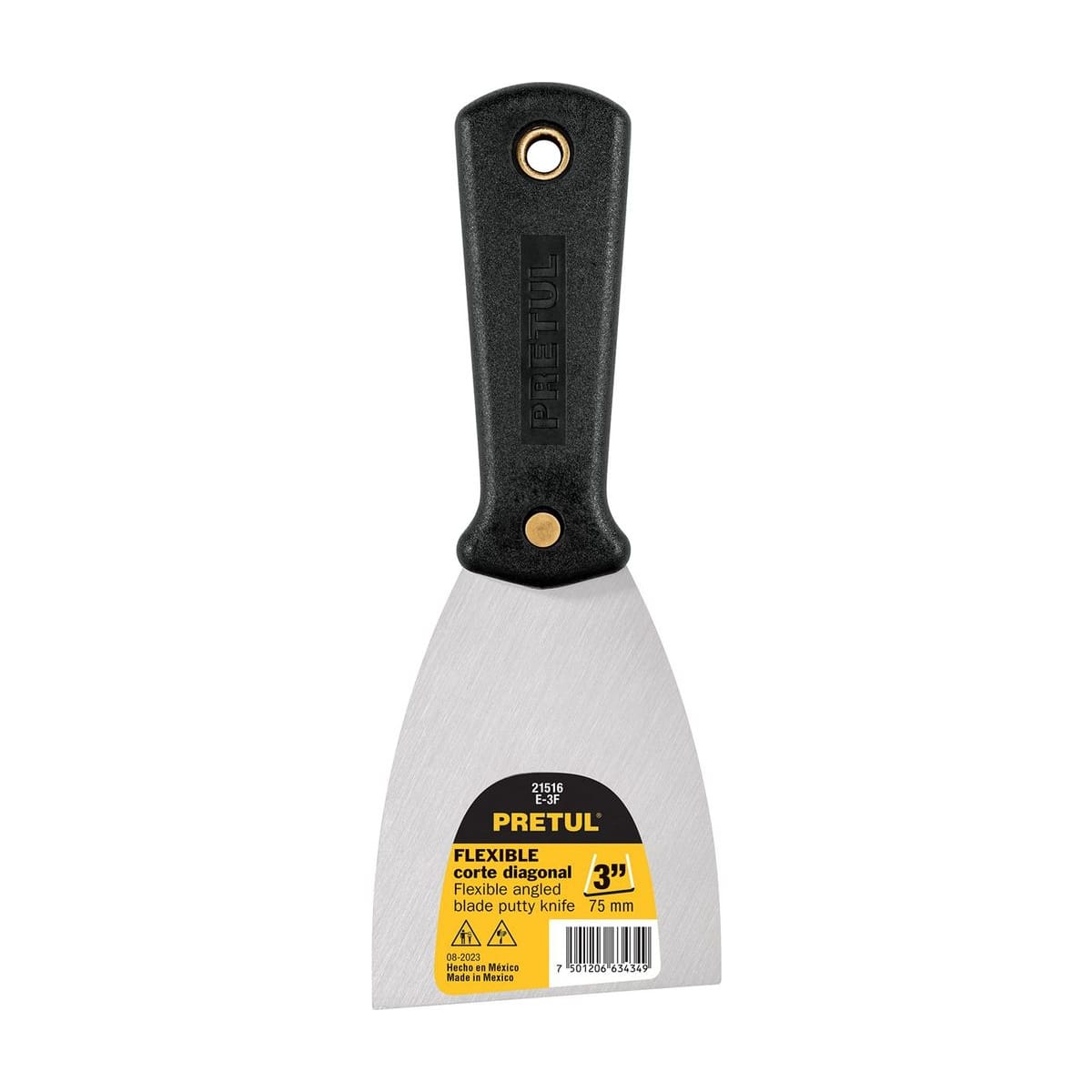 Espátula 3" (75mm) Flexible Mango Plástico E-3F - Pretul