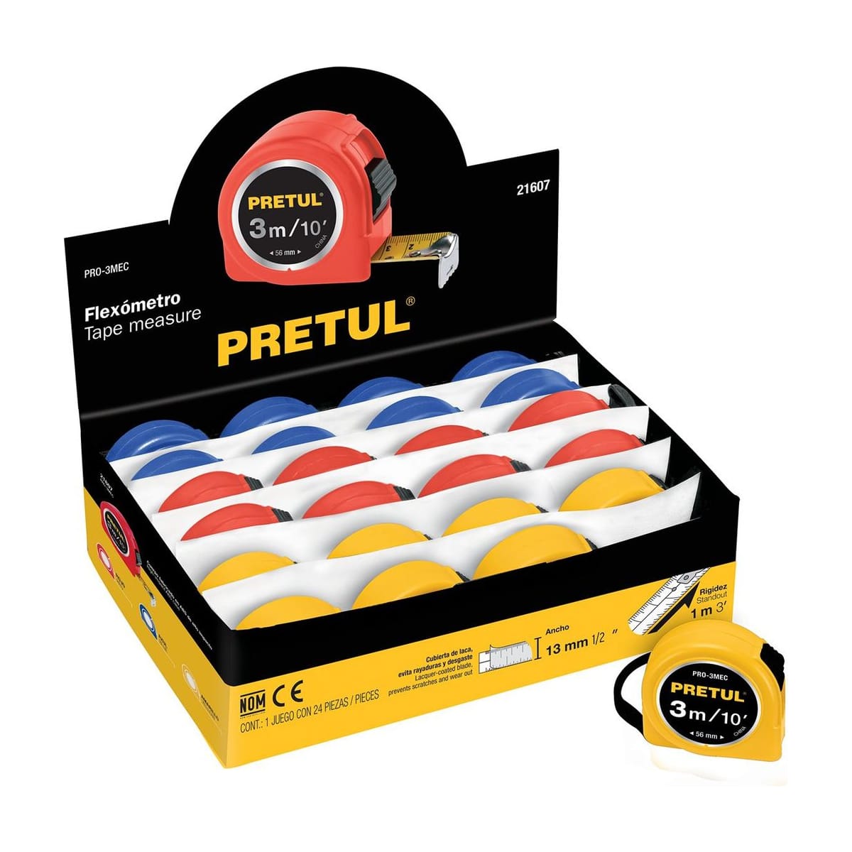 Cinta Métrica 3m Cinta 13mm PRO-3MEC - Pretul