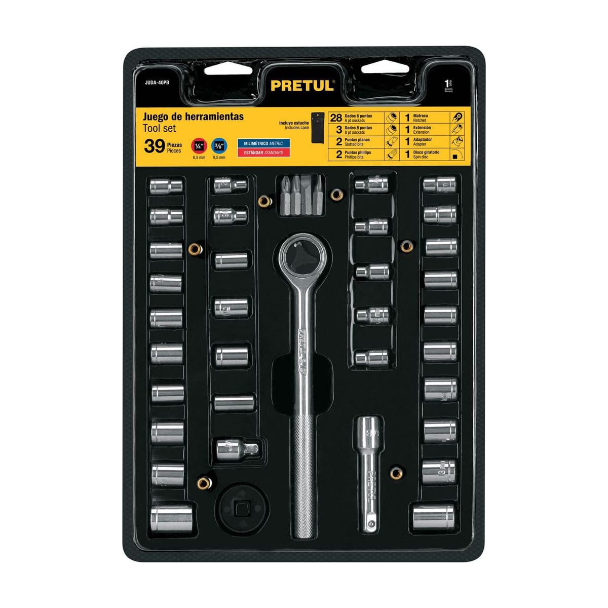Juego De Dados 39 Piezas JUDA-40PB - Pretul
