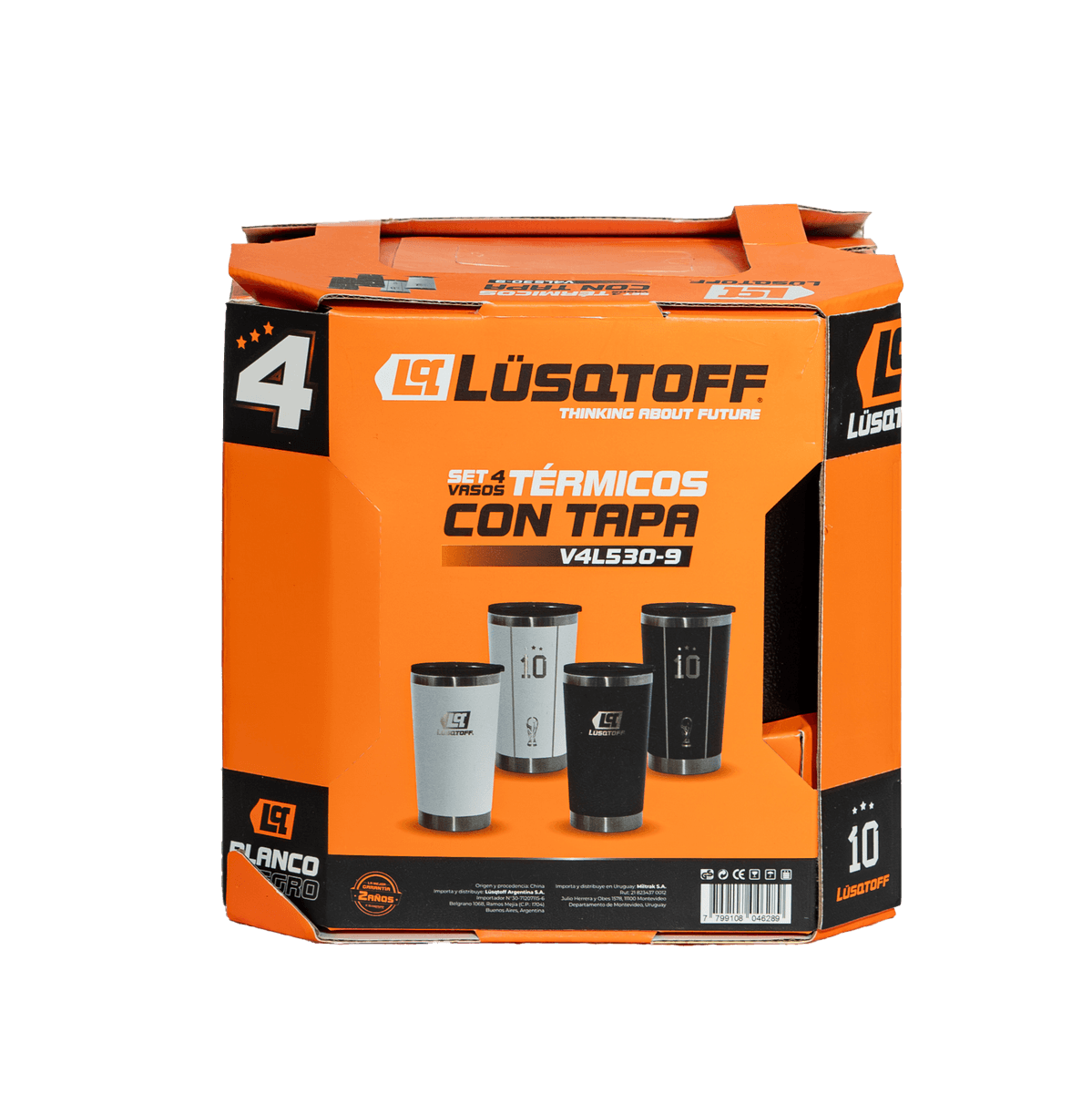 Set 4 Vasos Con Tapa 530ml V4L530-9 - Lusqtoff