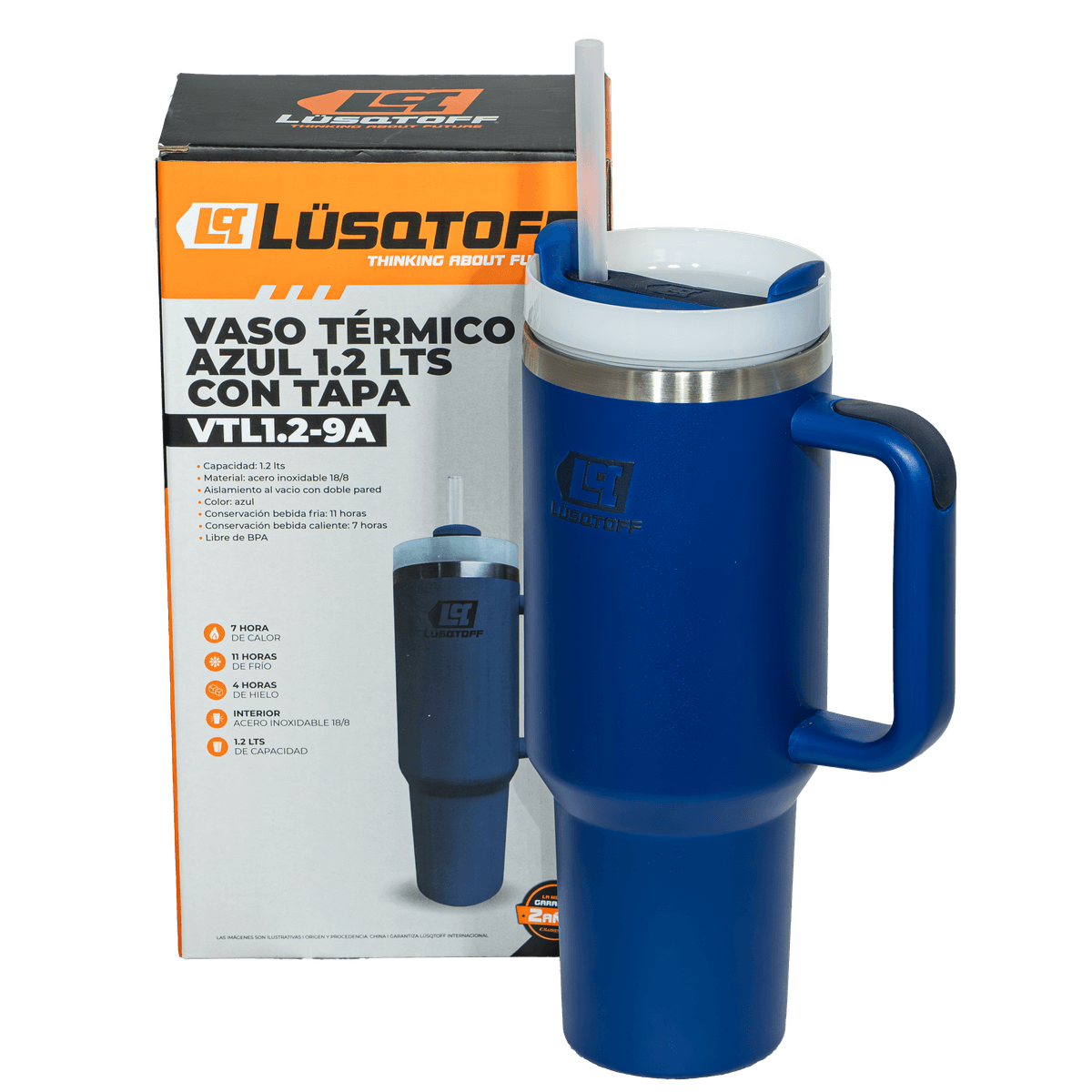 Vaso Térmico 1.2L Con Tapa Azul VTL1.2-9A - Lusqtoff