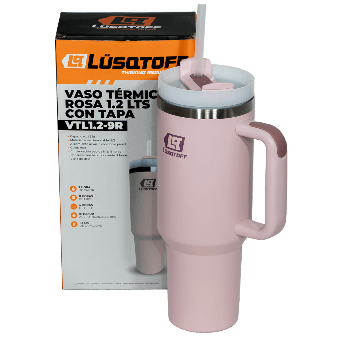 Vaso Termico 1.2L Con Tapa Rosa VTL1.2-9R - Lusqtoff