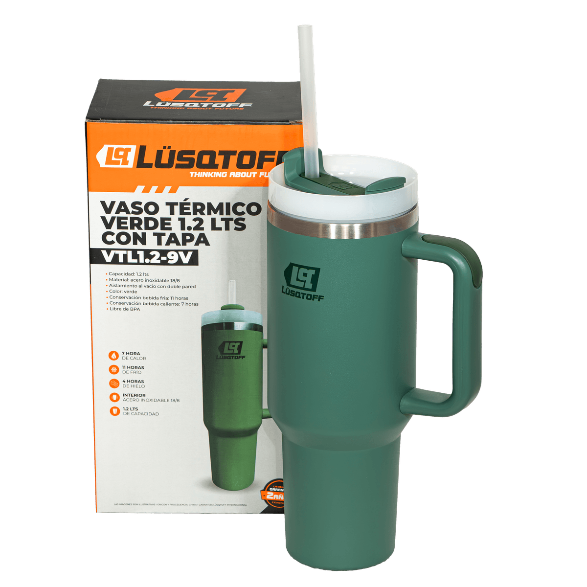 Vaso Térmico 1.2L Con Tapa Verde VTL1.2-9V - Lusqtoff