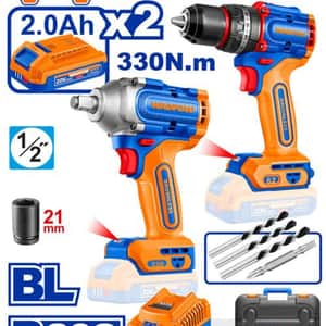 Combo Llave Impacto 330Nm + Atornillador Percutor 62Nm WCK202754 - Wadfow