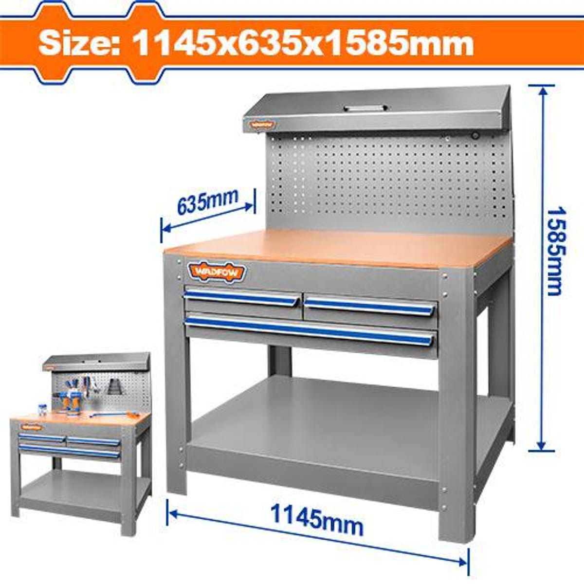 Mesa De Trabajo Marco Acero MDF 3 Cajones 1145x635x1585mm WCS5A05 - Wadfow