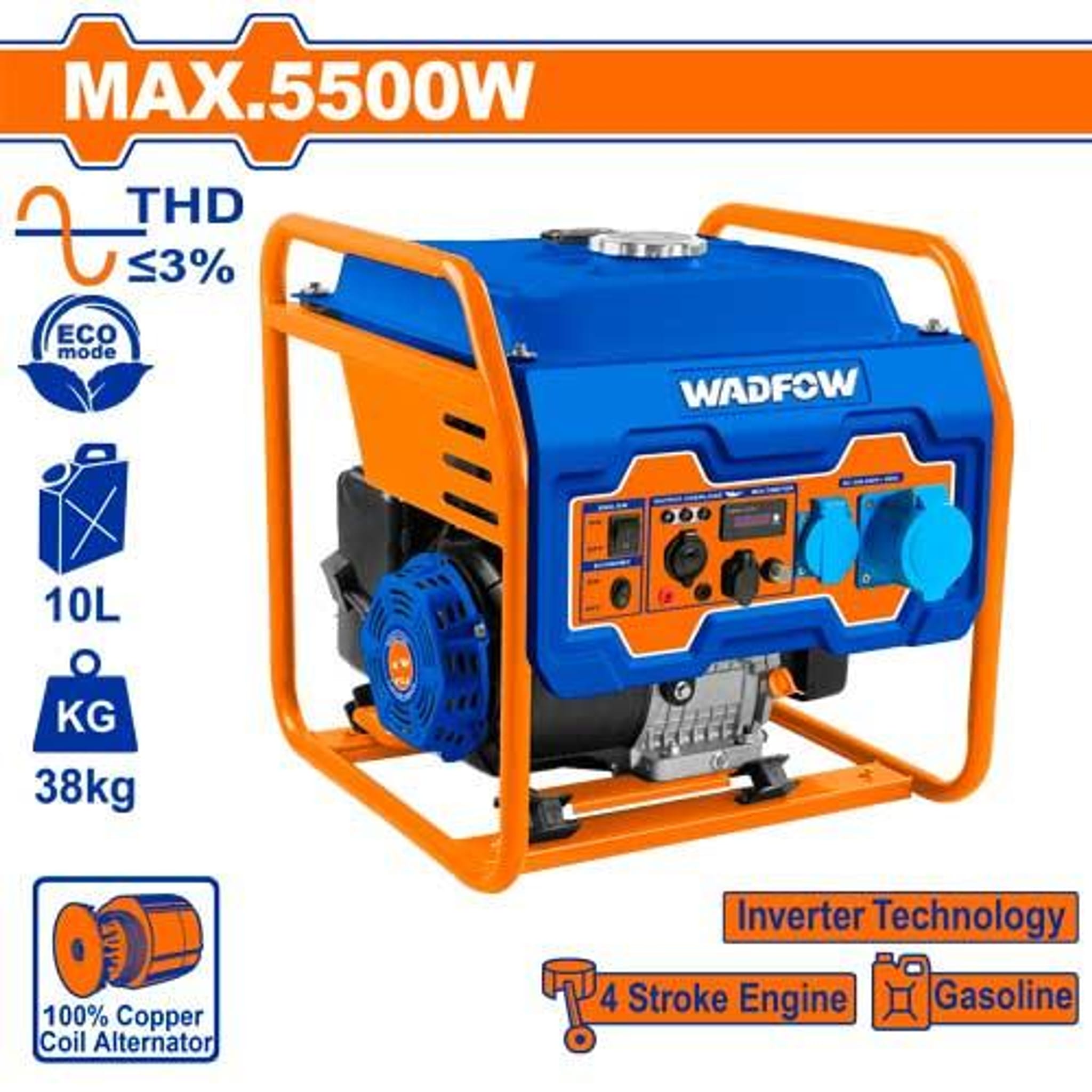 Generador Inverter 5500W 220V Arranque Manual WGEAB08 - Wadfow