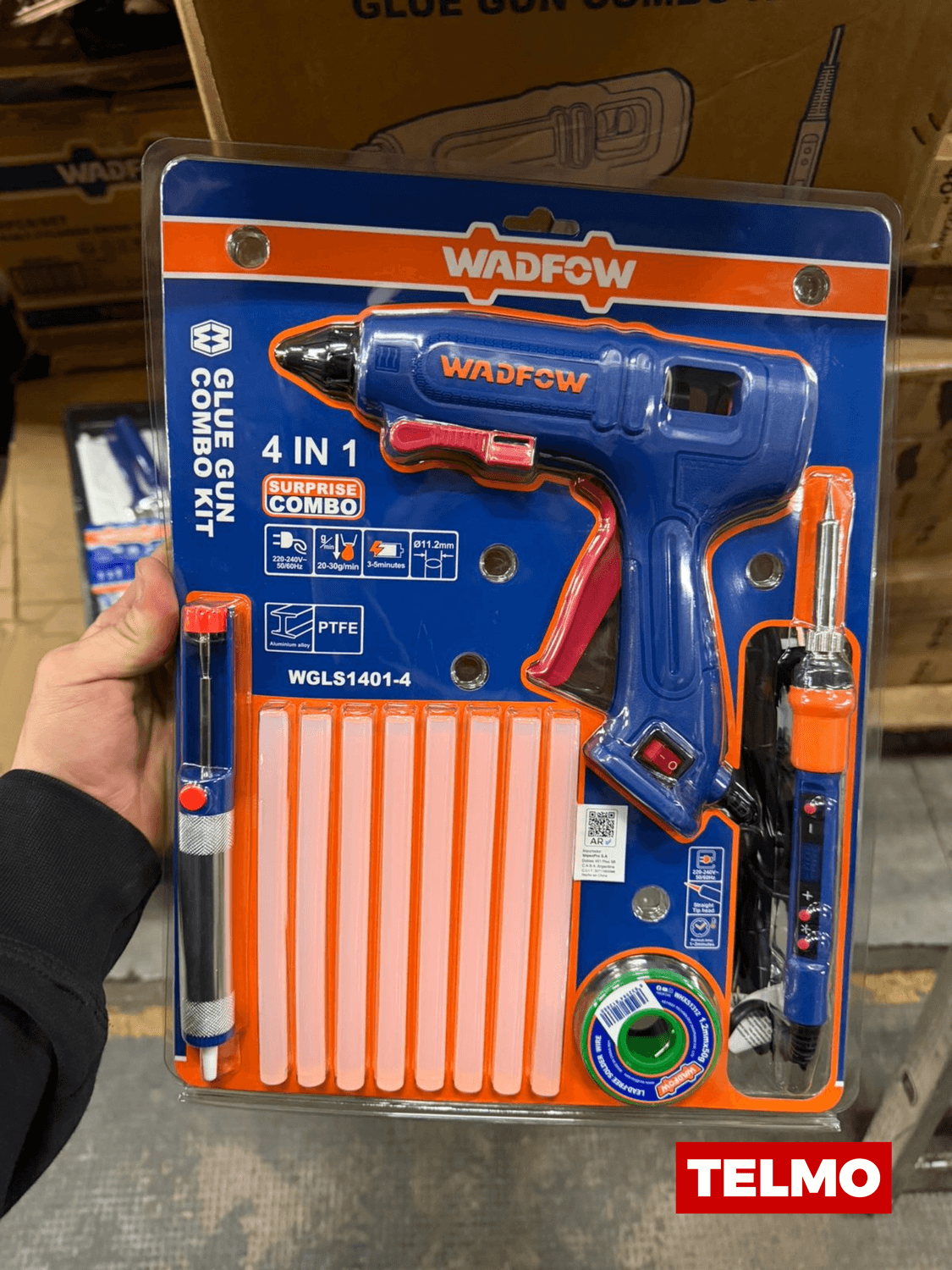 Combo Pistola Pegamento 45W + Soldador Estaño 100W WGLS1401-4 - Wadfow, foto real