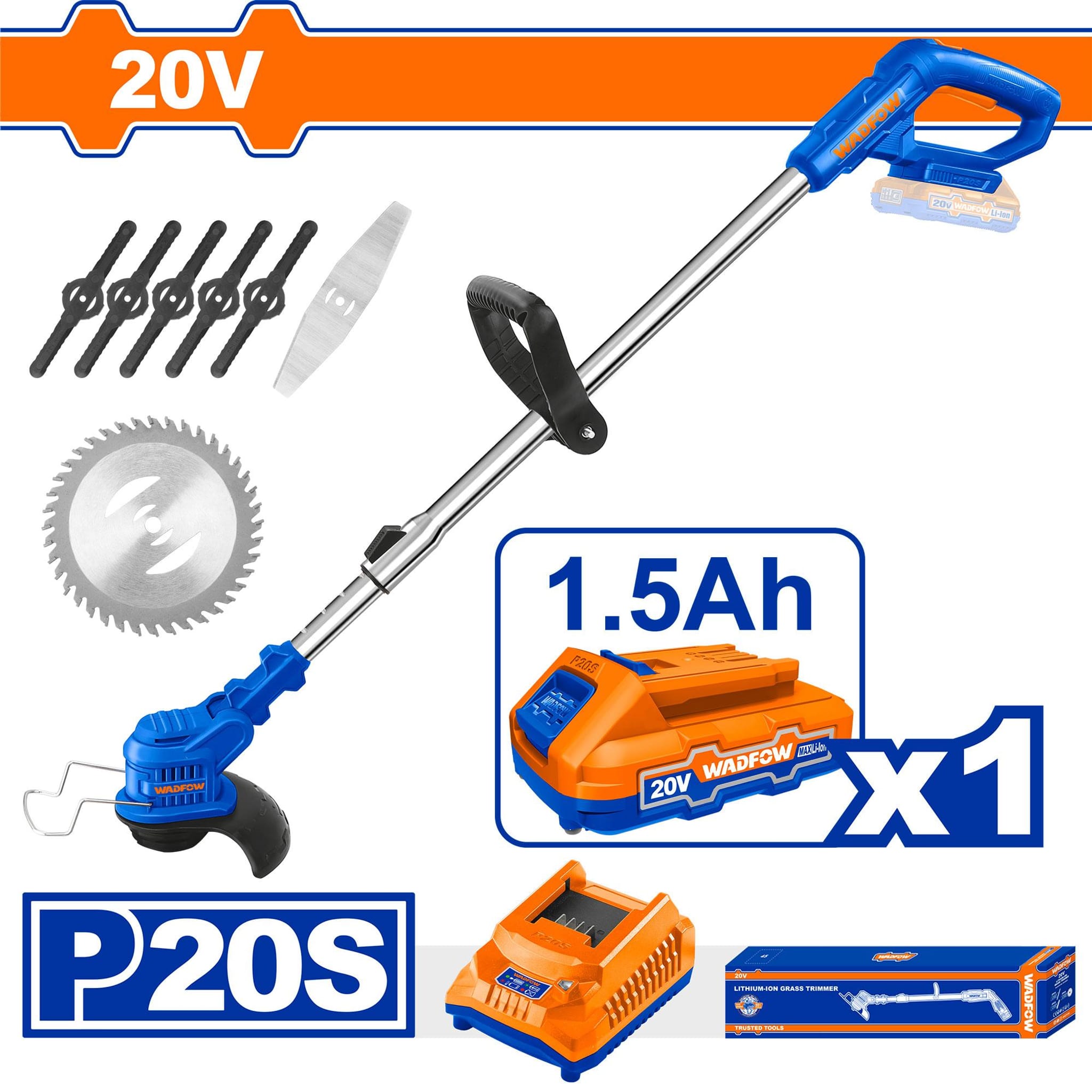 Desmalezadora A Batería 20V + Batería Y Cargador WGTP511-4 - Wadfow